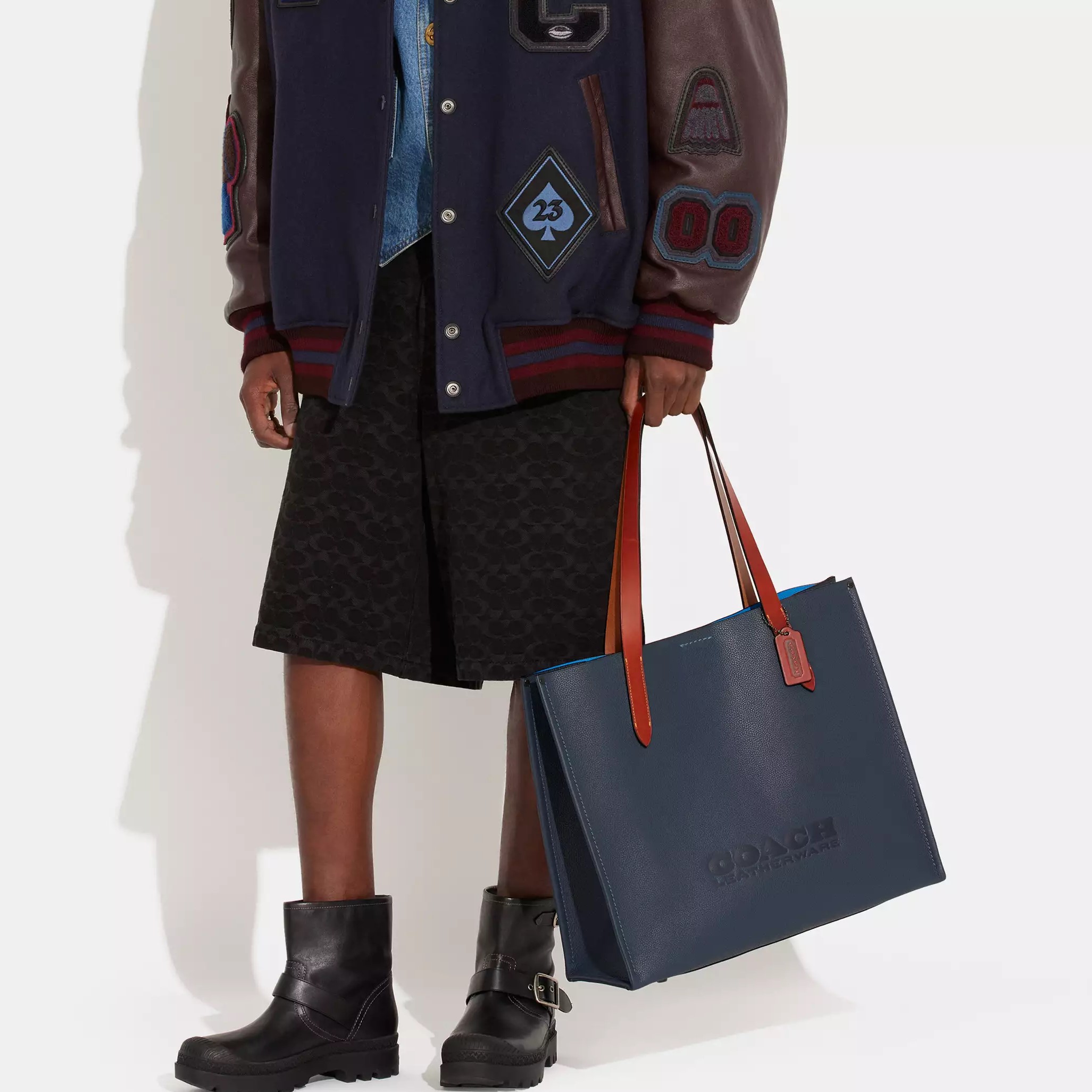 TÚI COACH RELAY TOTE BAG 41 DENIM POLISHED PEBBLE LEATHER CH756 8