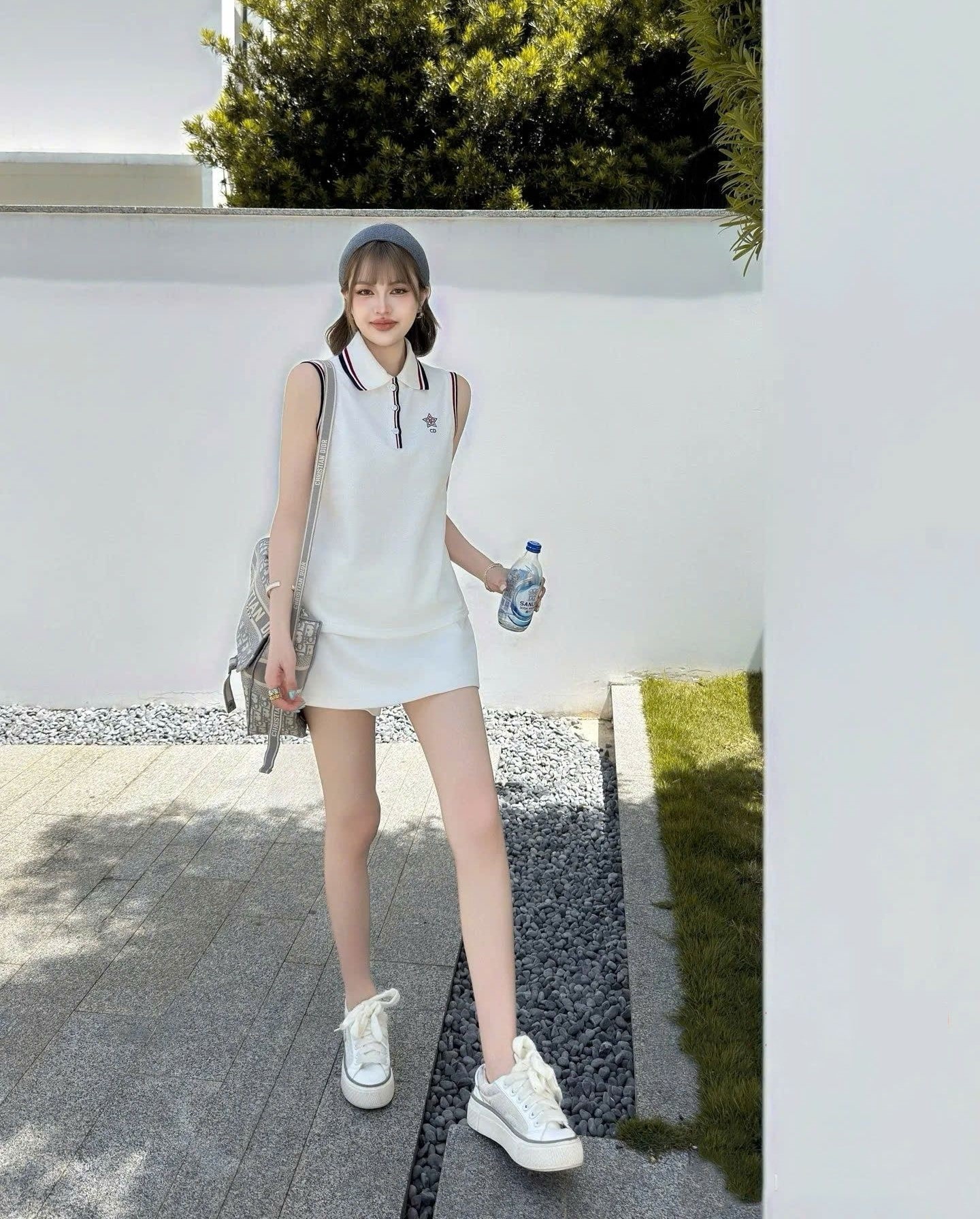 Combo bộ Dior Vibe Tank Top White Cotton-Blend Jersey with Three-Tone Signature 6