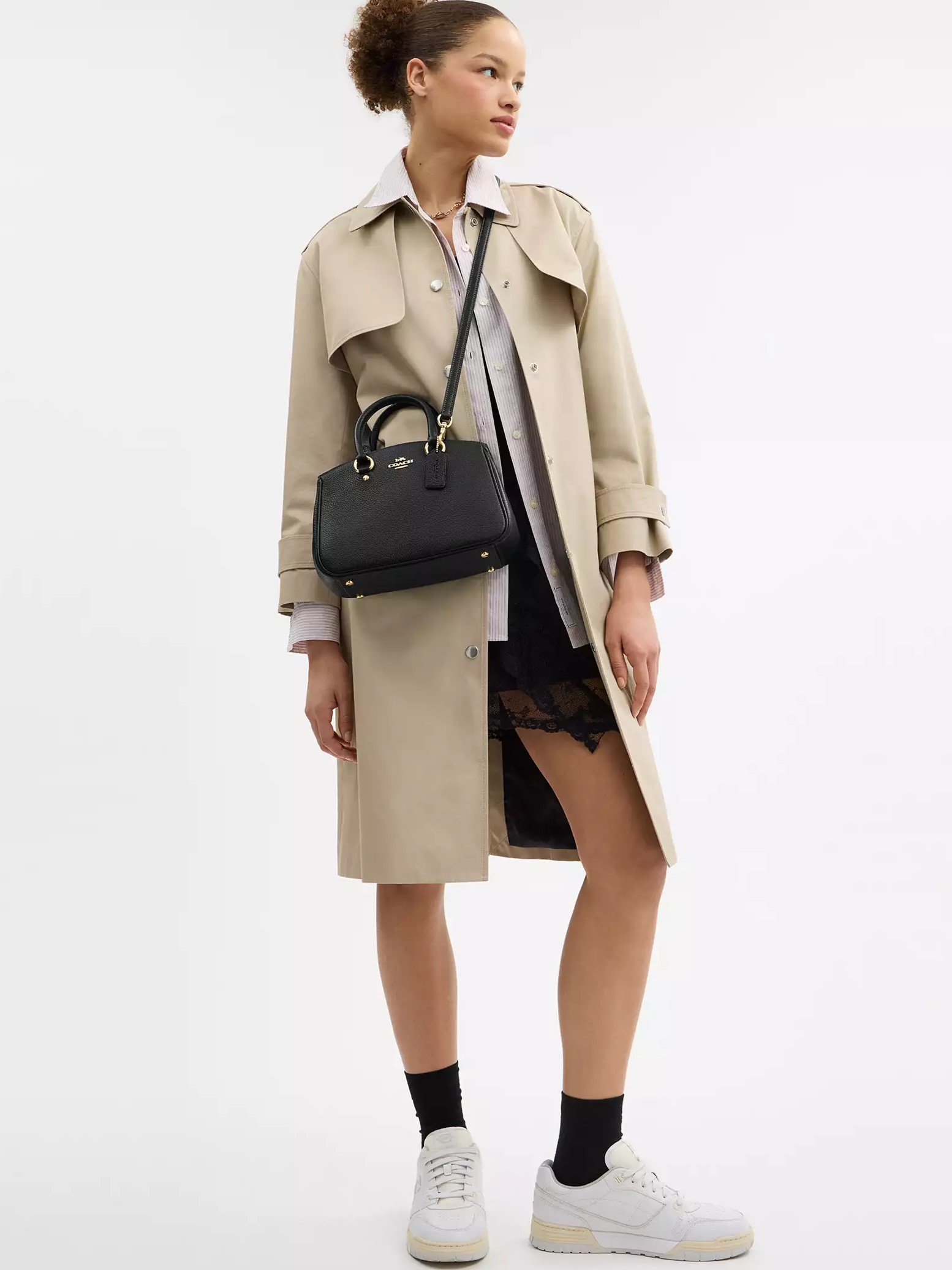 Túi xách Coach nữ Savannah Small Carryall Bag Pebbled Leather Black CAL54 7