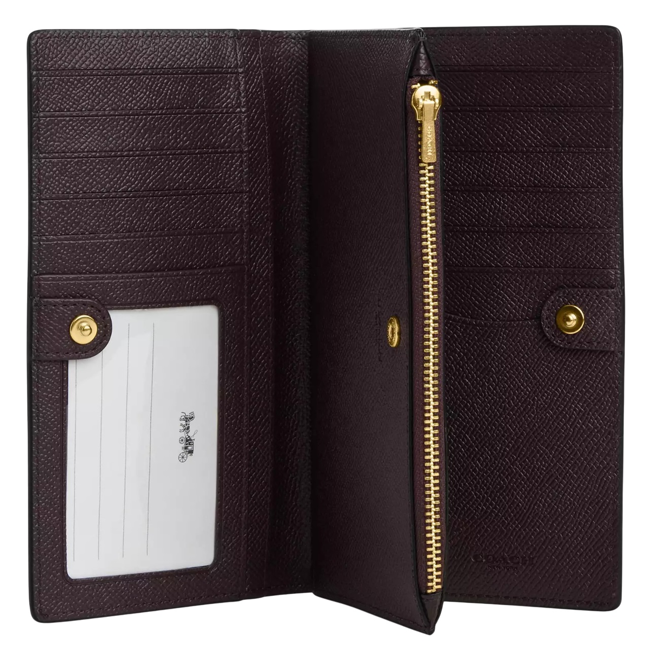 Ví nữ Coach dài Slim Zip Wallet Crossgrain Leather Black CK444 1