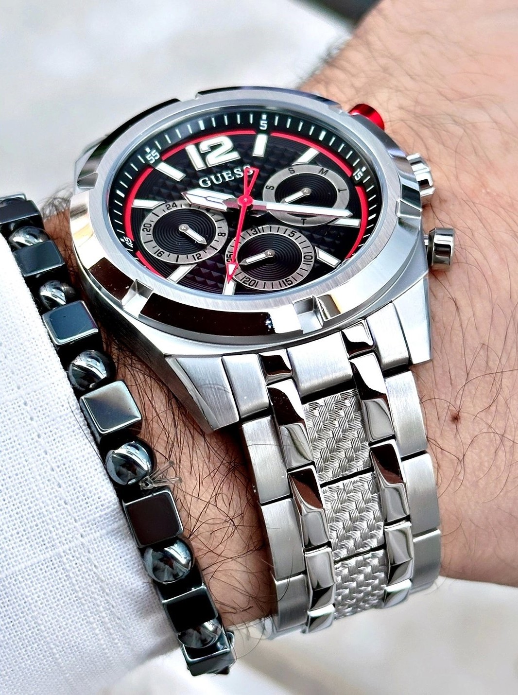 Đồng hồ đeo tay nam Guess Mens Silver Tone Multi-function Watch GW0714G1 10