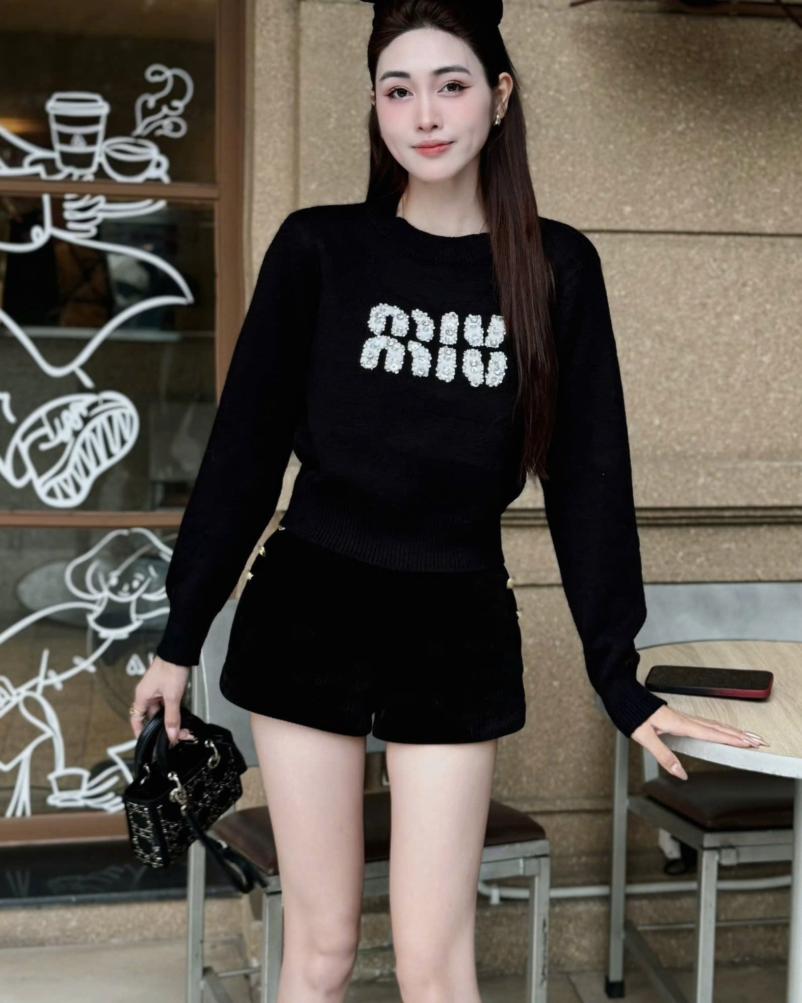 Áo tay dài cổ tròn nhiều màu Miu Miu 1