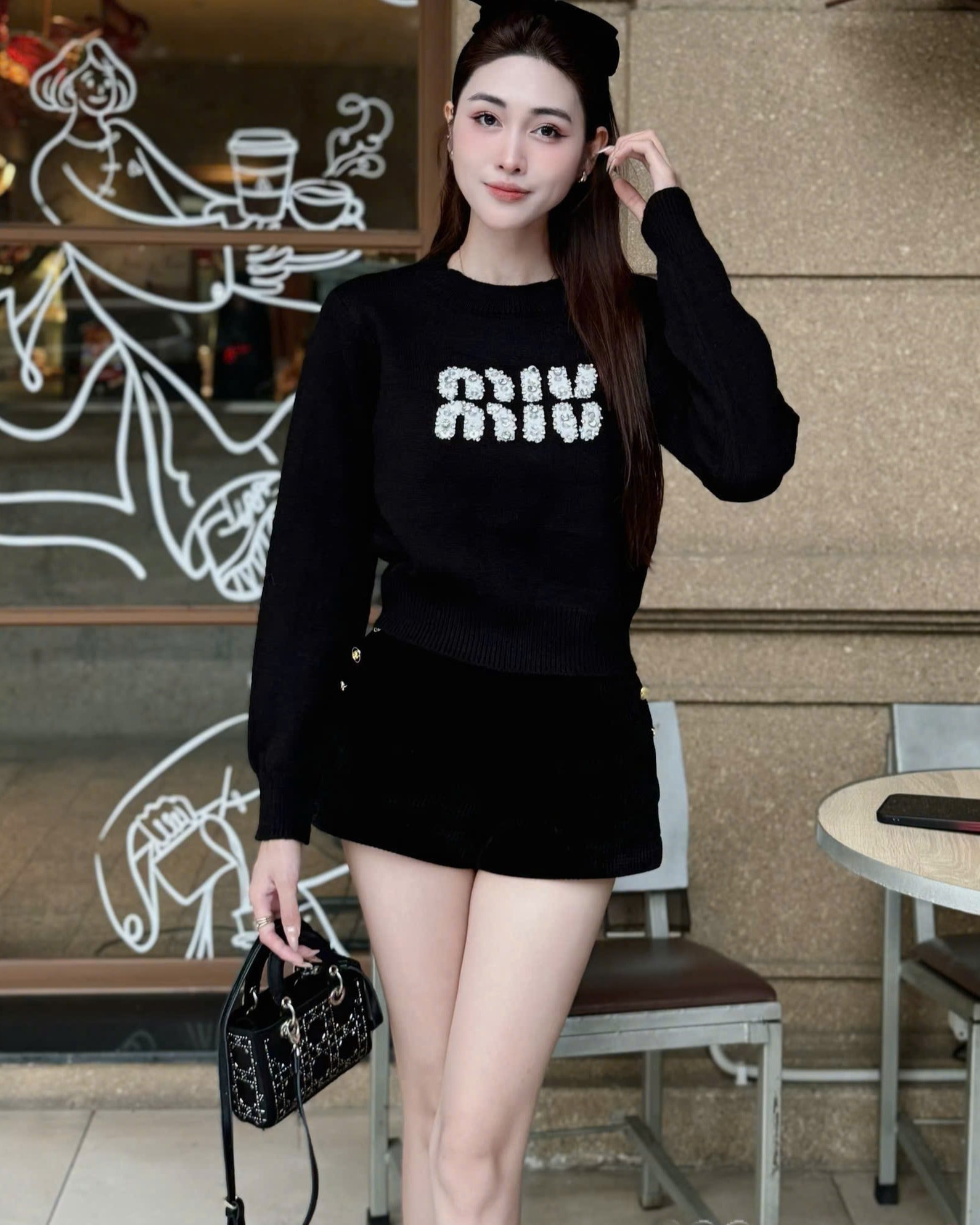 Áo tay dài cổ tròn nhiều màu Miu Miu 4