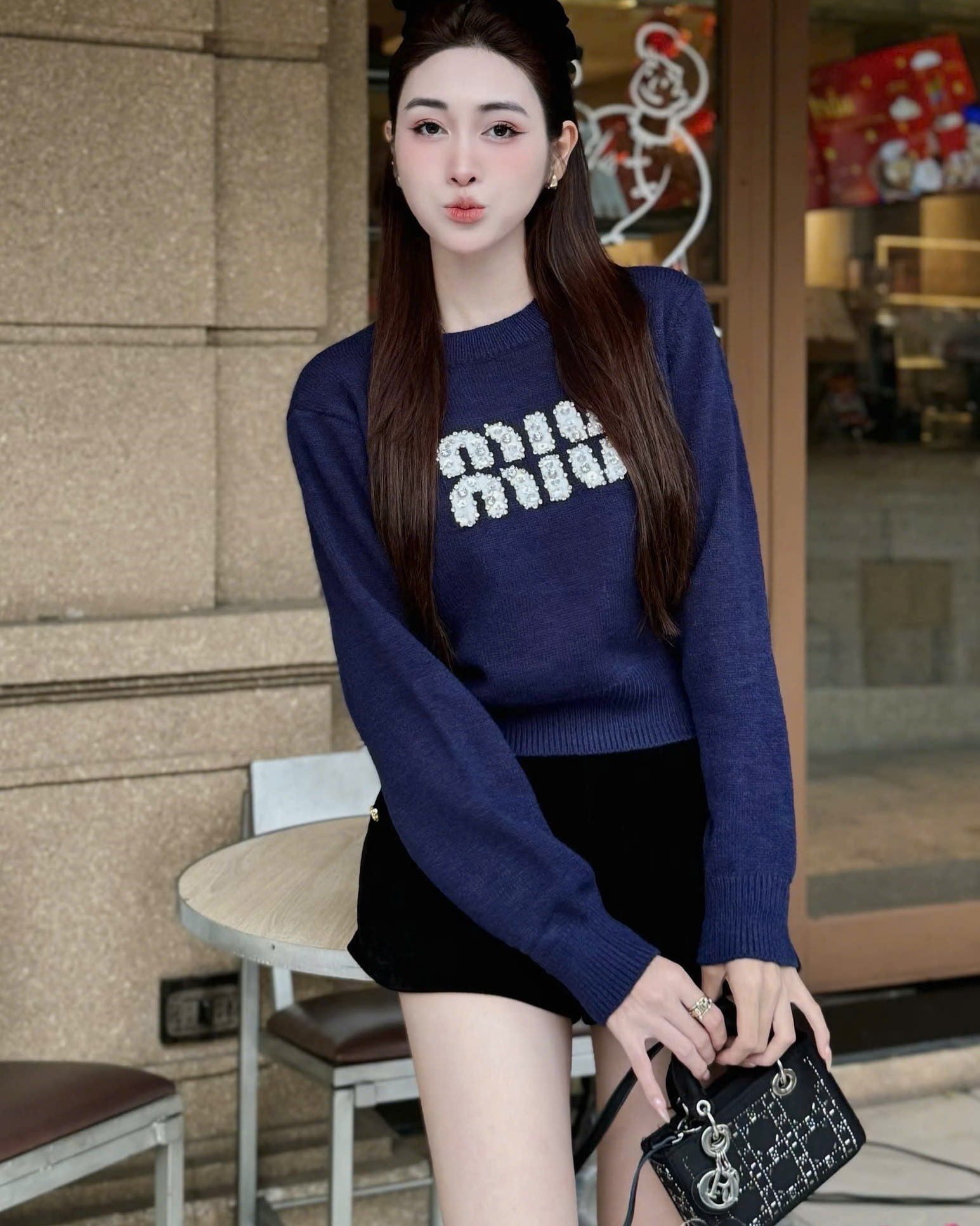 Áo tay dài cổ tròn nhiều màu Miu Miu 8