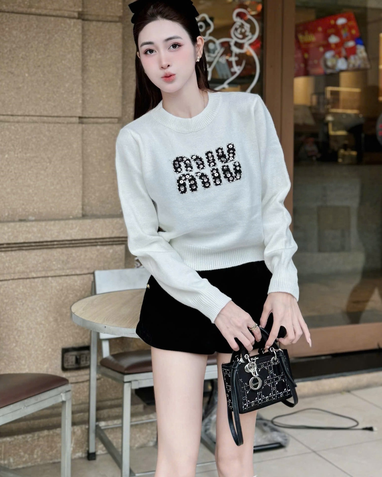 Áo tay dài cổ tròn nhiều màu Miu Miu 15