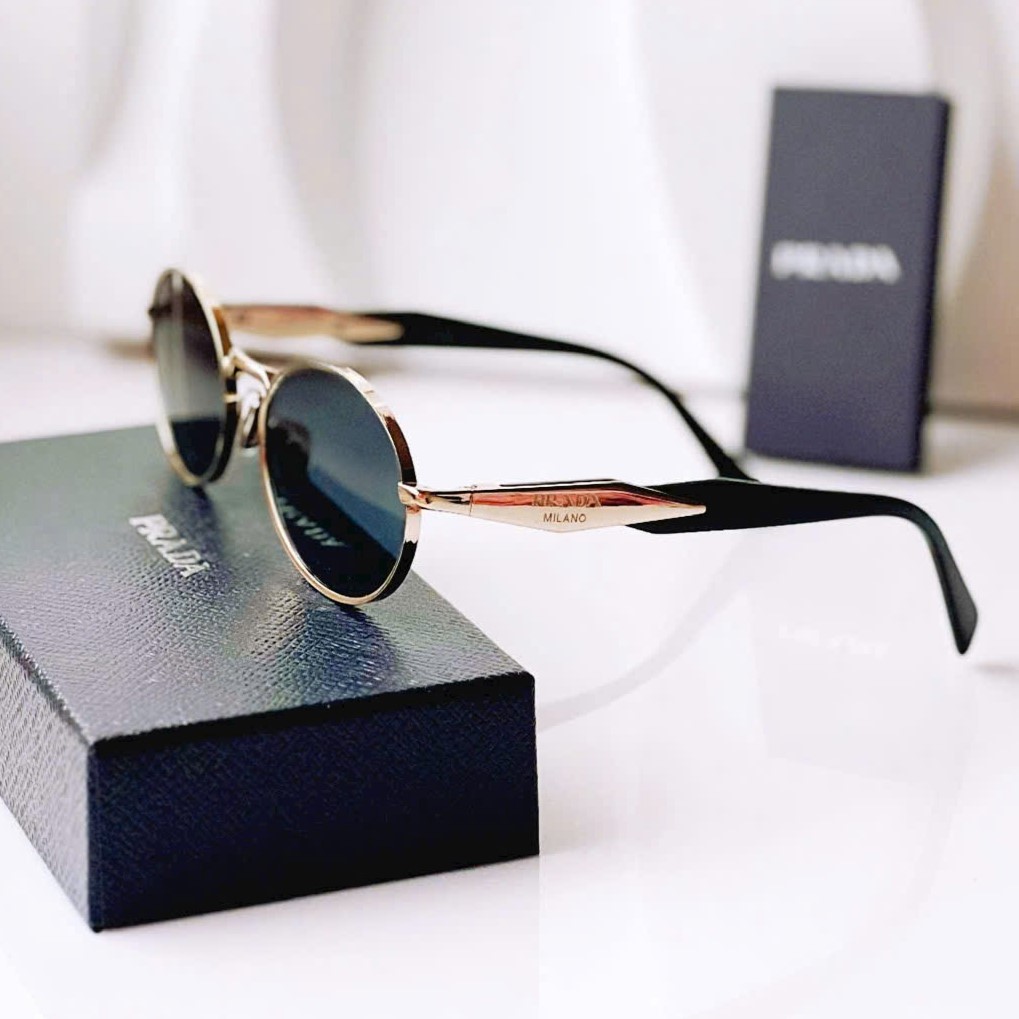 Mắt kính unisex Prada Oval-frame acetate and gold-tone sunglasses Graphite Lenses SPR65Z 7