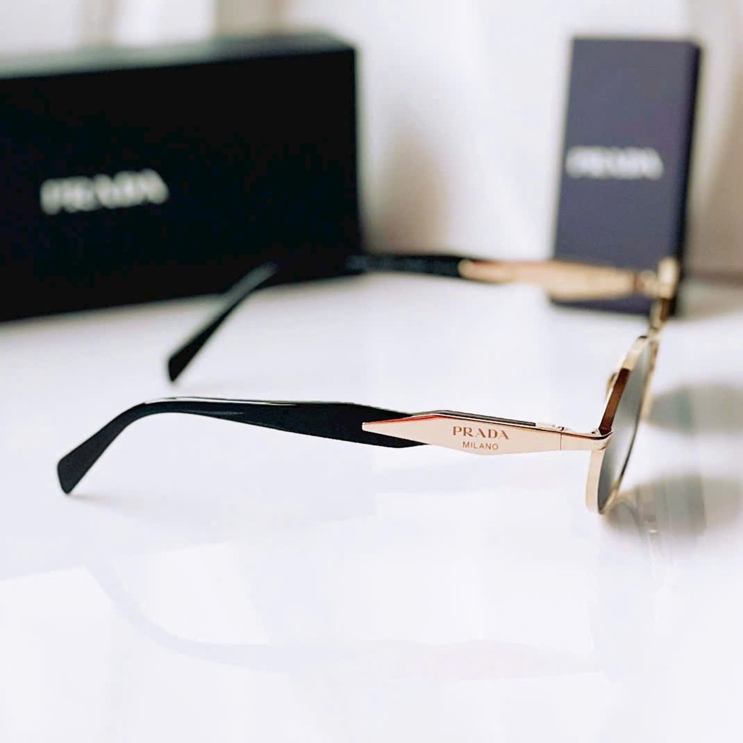 Mắt kính unisex Prada Oval-frame acetate and gold-tone sunglasses Graphite Lenses SPR65Z 14