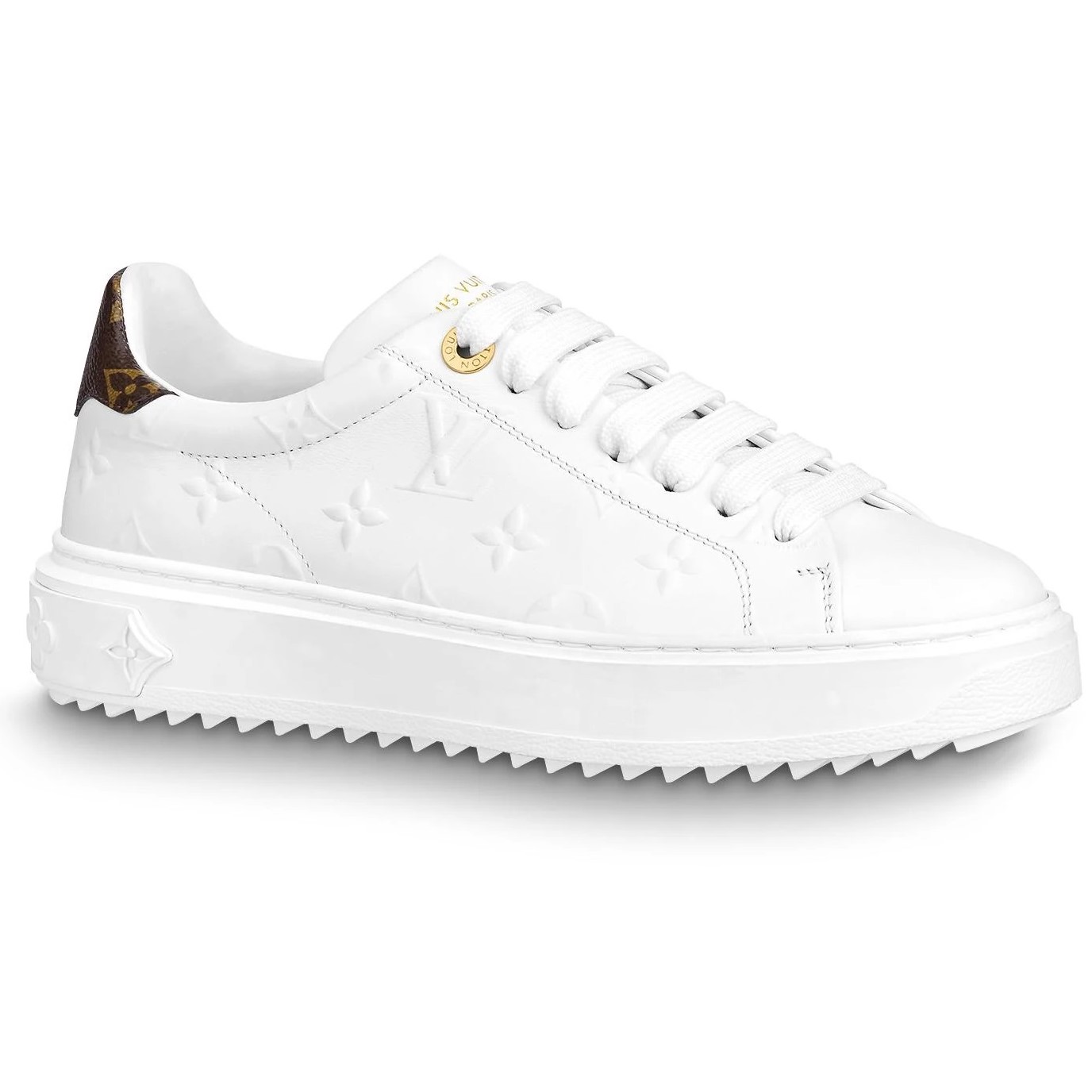 GIÀY SNEAKER LV NỮ LOUIS VUITTON TIME OUT SNEAKER OBSOLETES DO NOT TOUCH WHITE MONOGRAM-DEBOSSED CALF LEATHER 3