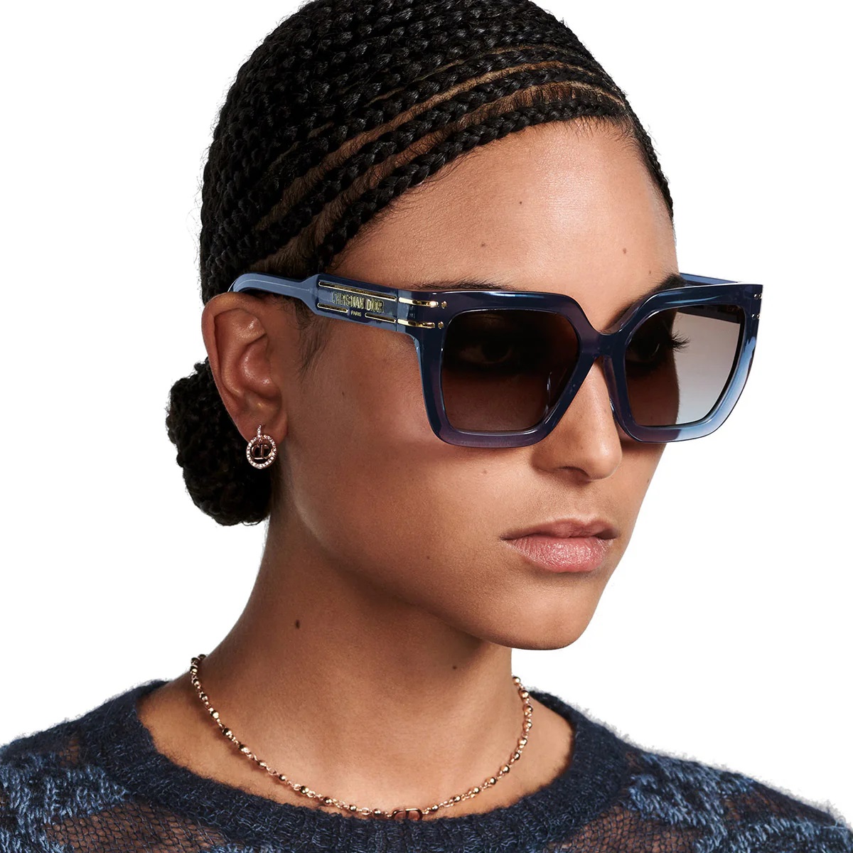 Mắt kính Dior Diorsignature S10F 30F2 Shiny Blue Sunglasses 4