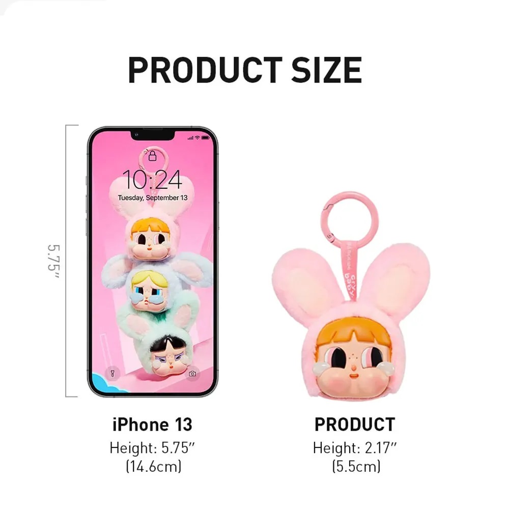 Móc Khóa túi Pop Mart Crybaby x Powerpuff Girls Series Vinyl Face Bag Charm Bunny Blossom Màu Hồng 2