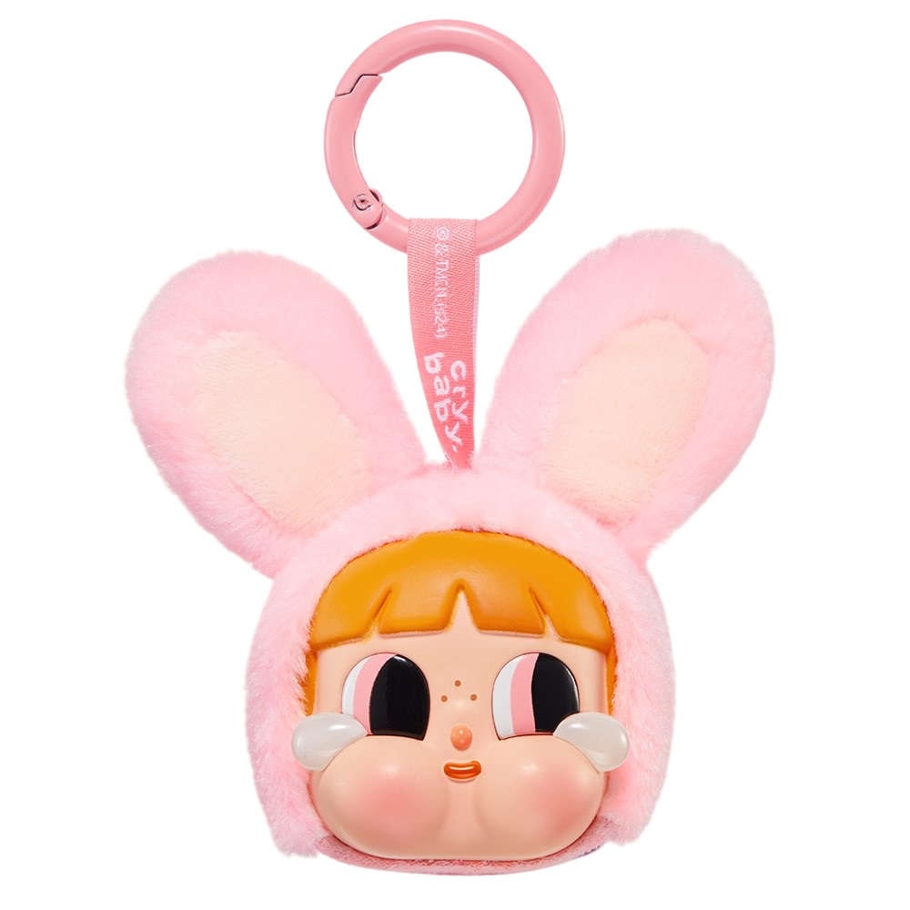 Móc Khóa túi Pop Mart Crybaby x Powerpuff Girls Series Vinyl Face Bag Charm Bunny Blossom Màu Hồng 4