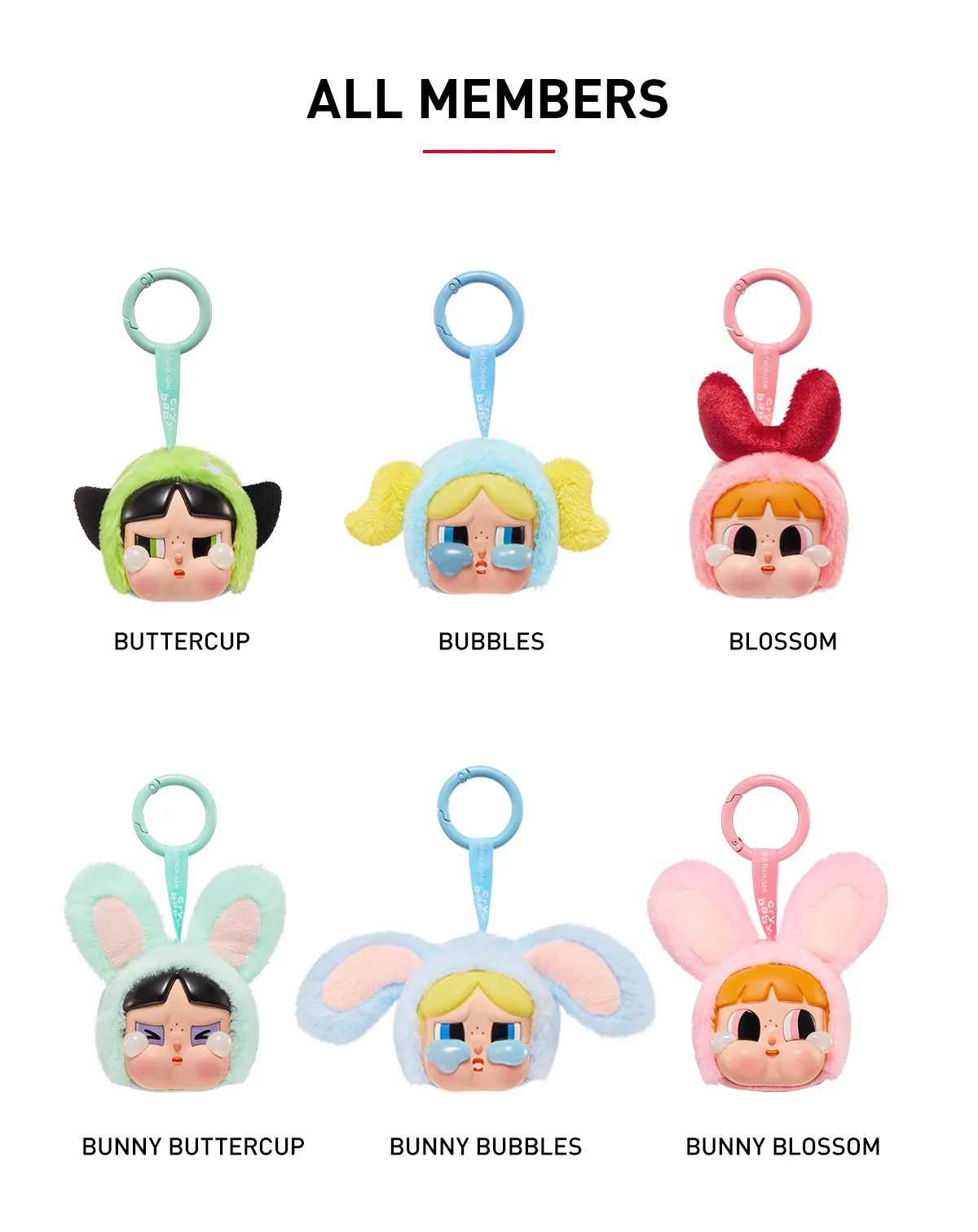 Móc Khóa túi Pop Mart Crybaby x Powerpuff Girls Series Vinyl Face Bag Charm Bunny Blossom Màu Hồng 5