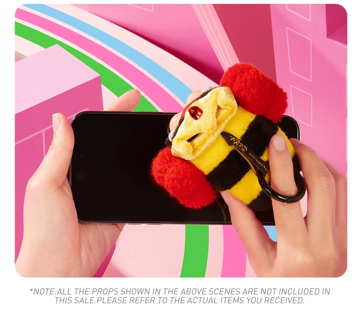 Móc Khóa túi Pop Mart Crybaby x Powerpuff Girls Series Vinyl Face Bag Charm Bunny Blossom Màu Hồng 7