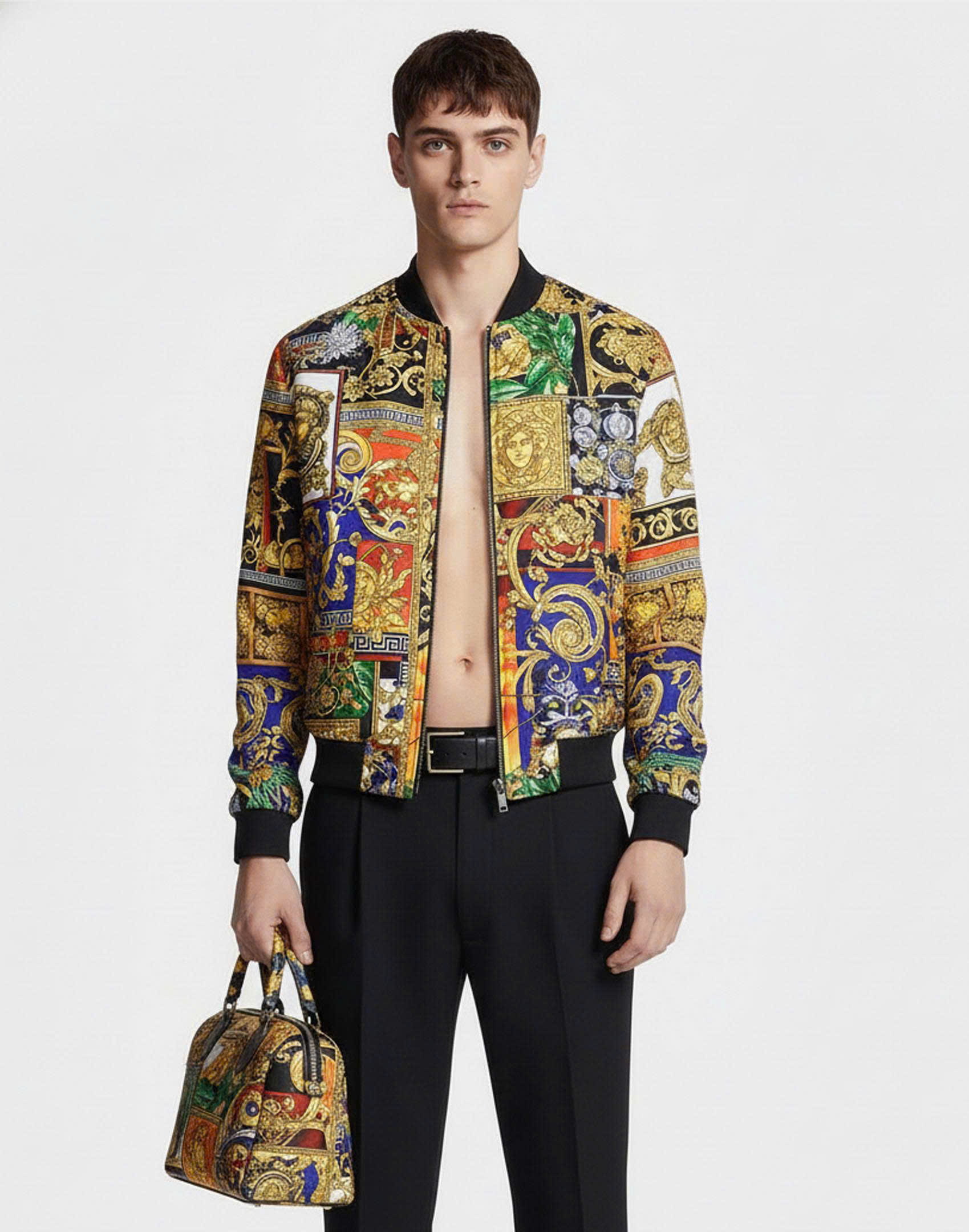 Áo khoác Bomber 3 Lớp trần bông Versace 4