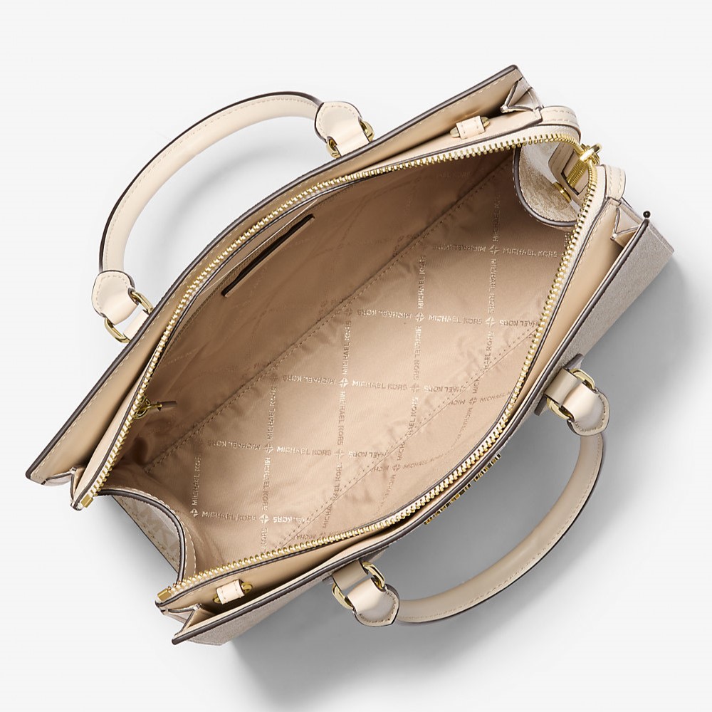 Túi đeo chéo MK nữ Michael Kors Sheila Medium Signature Logo and Metallic Satchel 35F4G6HS3V 1