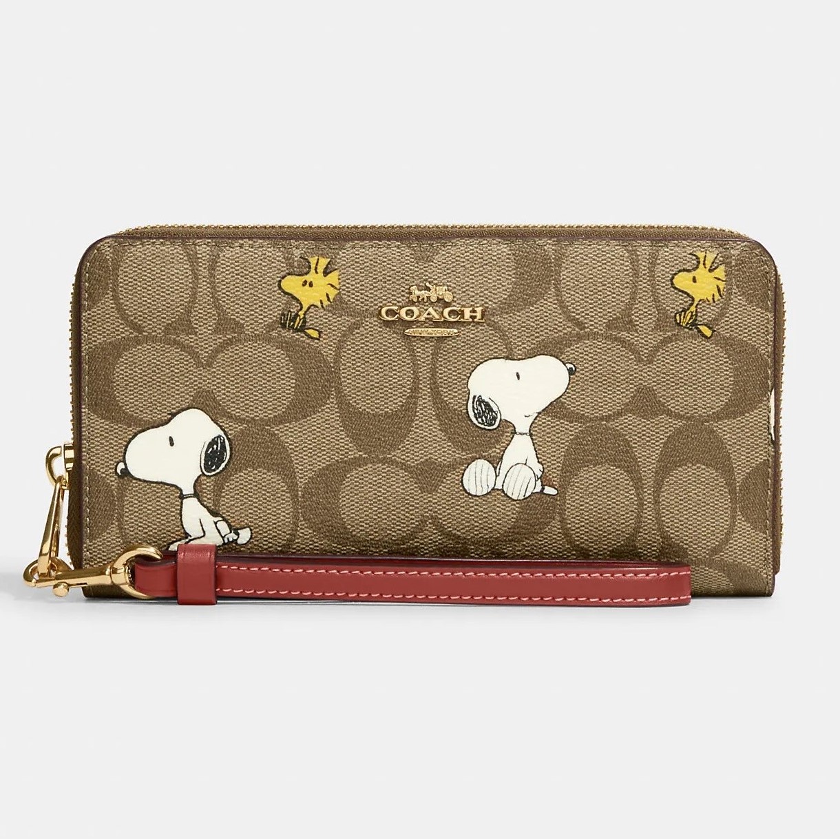VÍ DÀI COACH X PEANUTS LONG ZIP AROUND WALLET IN SIGNATURE CANVAS WITH SNOOPY WOODSTOCK PRINT CE705 5
