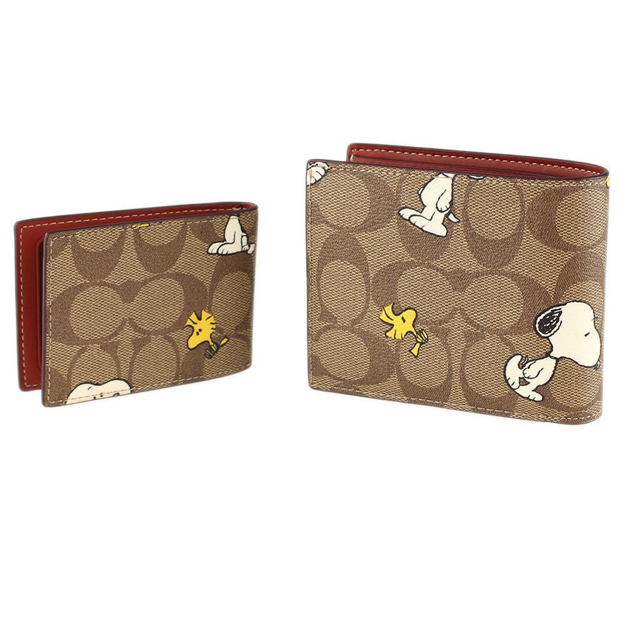 VÍ NGẮN COACH NAM LIMITED X PEANUTS 3 IN 1 WALLET IN SIGNATURE CANVAS WITH SNOOPY WOODSTOCK PRINT CE714 4