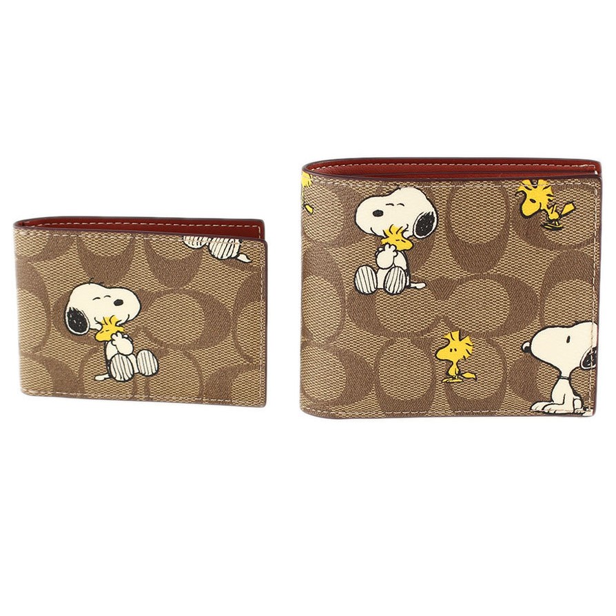 VÍ NGẮN COACH NAM LIMITED X PEANUTS 3 IN 1 WALLET IN SIGNATURE CANVAS WITH SNOOPY WOODSTOCK PRINT CE714 7