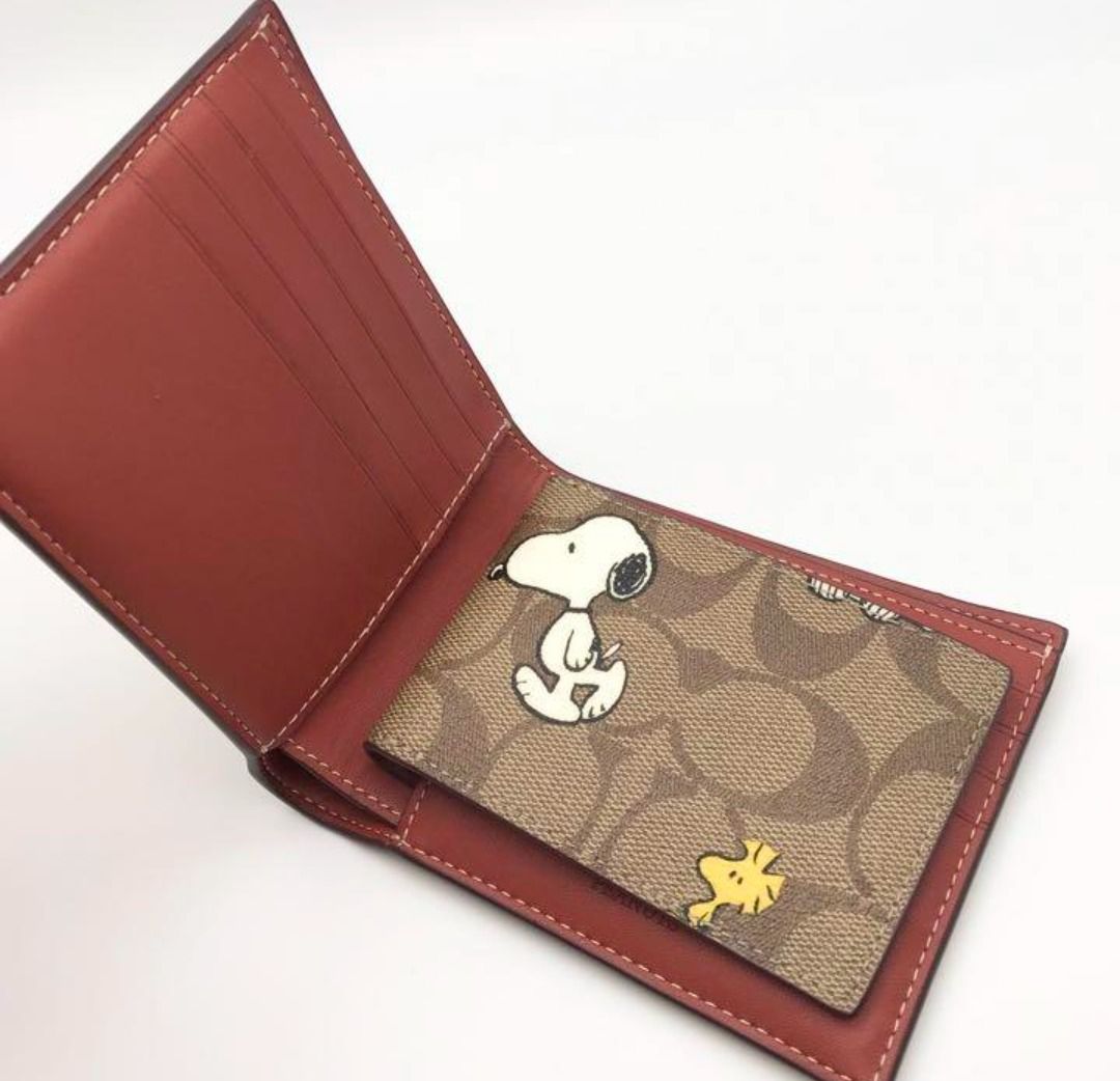 VÍ NGẮN COACH NAM LIMITED X PEANUTS 3 IN 1 WALLET IN SIGNATURE CANVAS WITH SNOOPY WOODSTOCK PRINT CE714 11