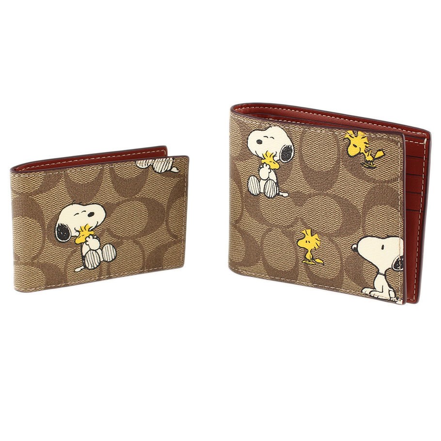 VÍ NGẮN COACH NAM LIMITED X PEANUTS 3 IN 1 WALLET IN SIGNATURE CANVAS WITH SNOOPY WOODSTOCK PRINT CE714 13