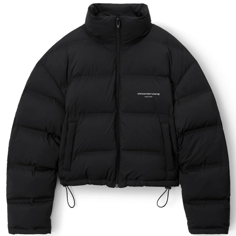 ÁO PHAO MÀU ĐEN NỮ ALEXANDER WANG REFLECTIVE LOGO DETAIL CROPPED PUFFER COAT 5