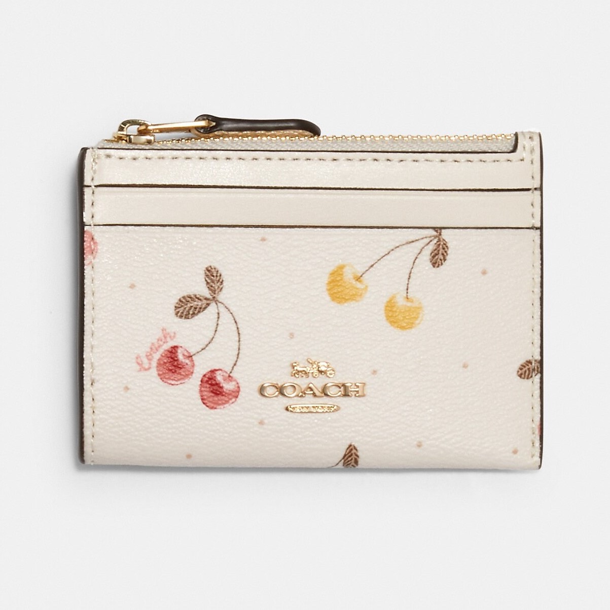 VÍ CARD COACH MINI SKINNY ID CASE WITH PAINTED CHERRY PRINT C1897 1