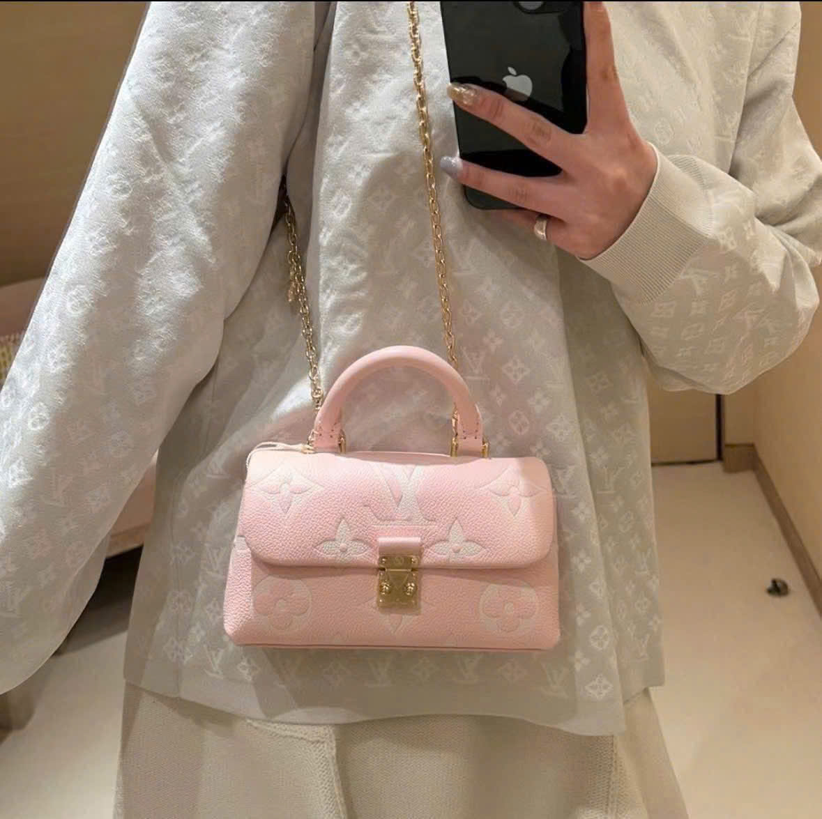 Túi xách LV Louis Vuitton Nano Madeleine Bicolor Monogram Empreinte Rose White Quartz 5