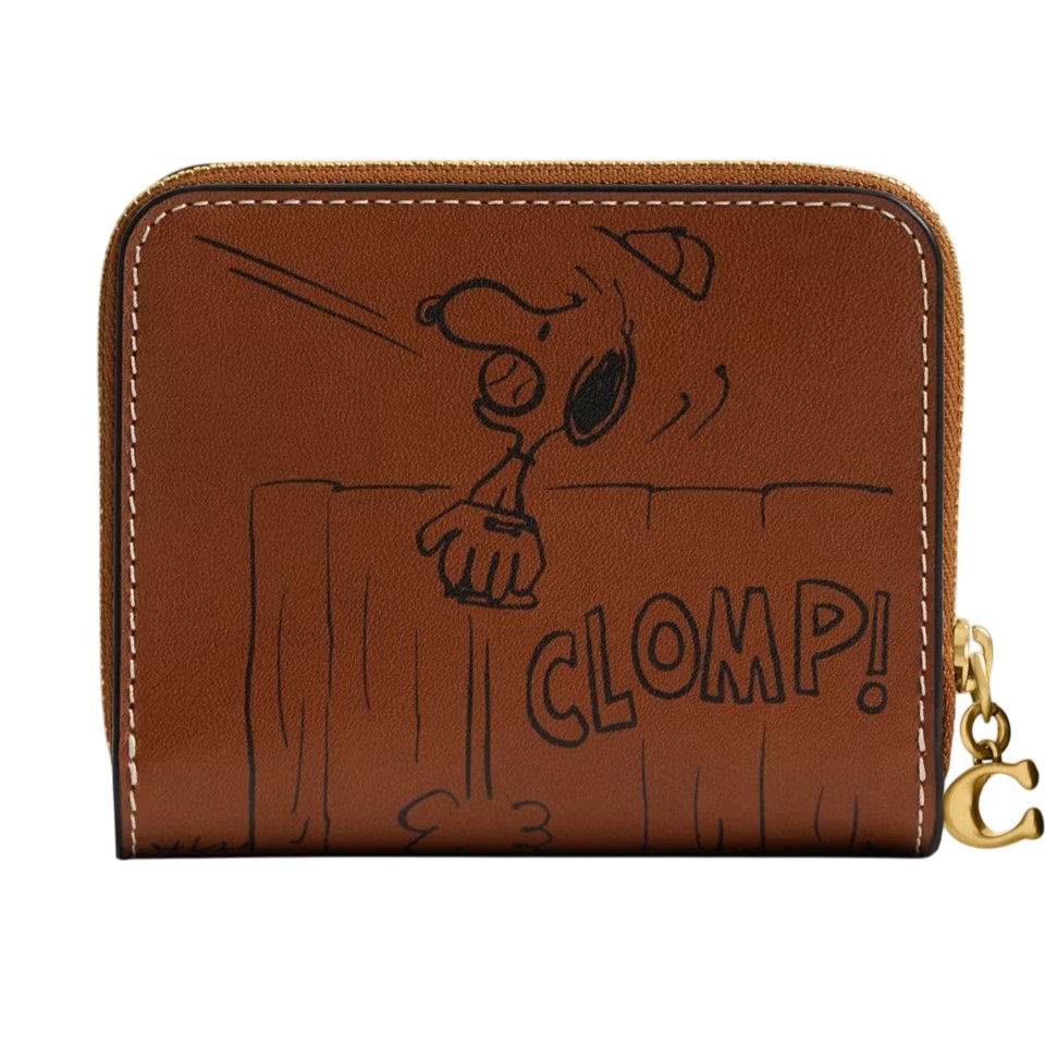 Ví nữ nâu Coach Peanuts Newspaper Print Billfold Wallet Hazelnut CBG43 1
