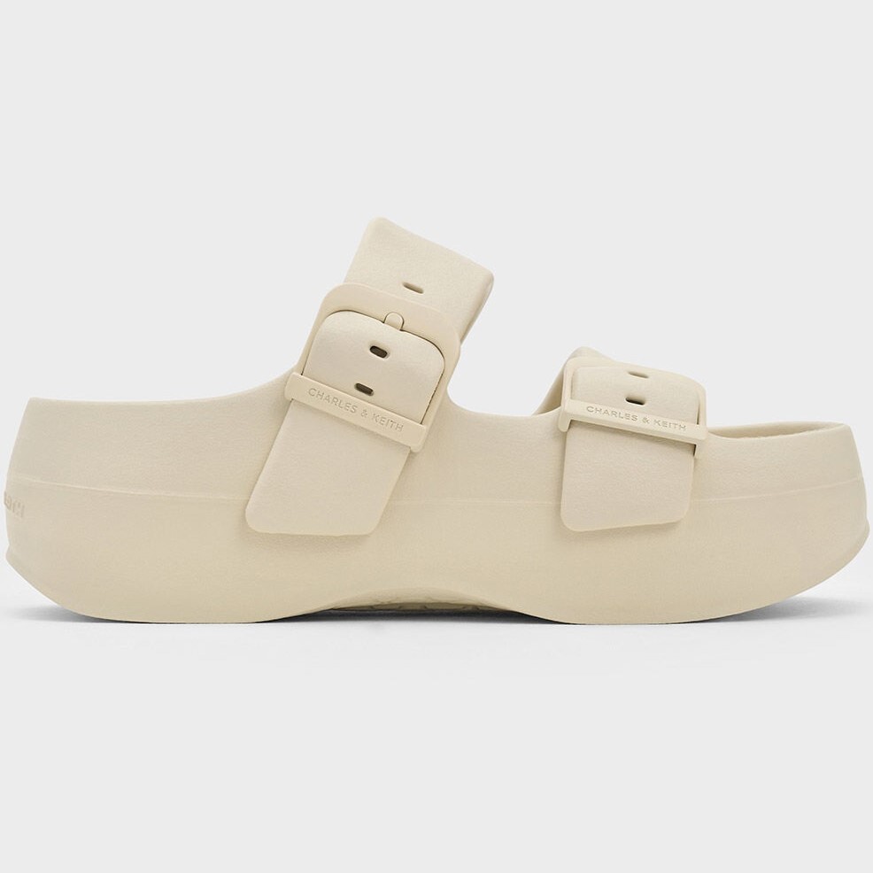 Giày Sandals Charles Keith Bunsy Double-Strap Sports Sandals Beige CK1-71650004 5