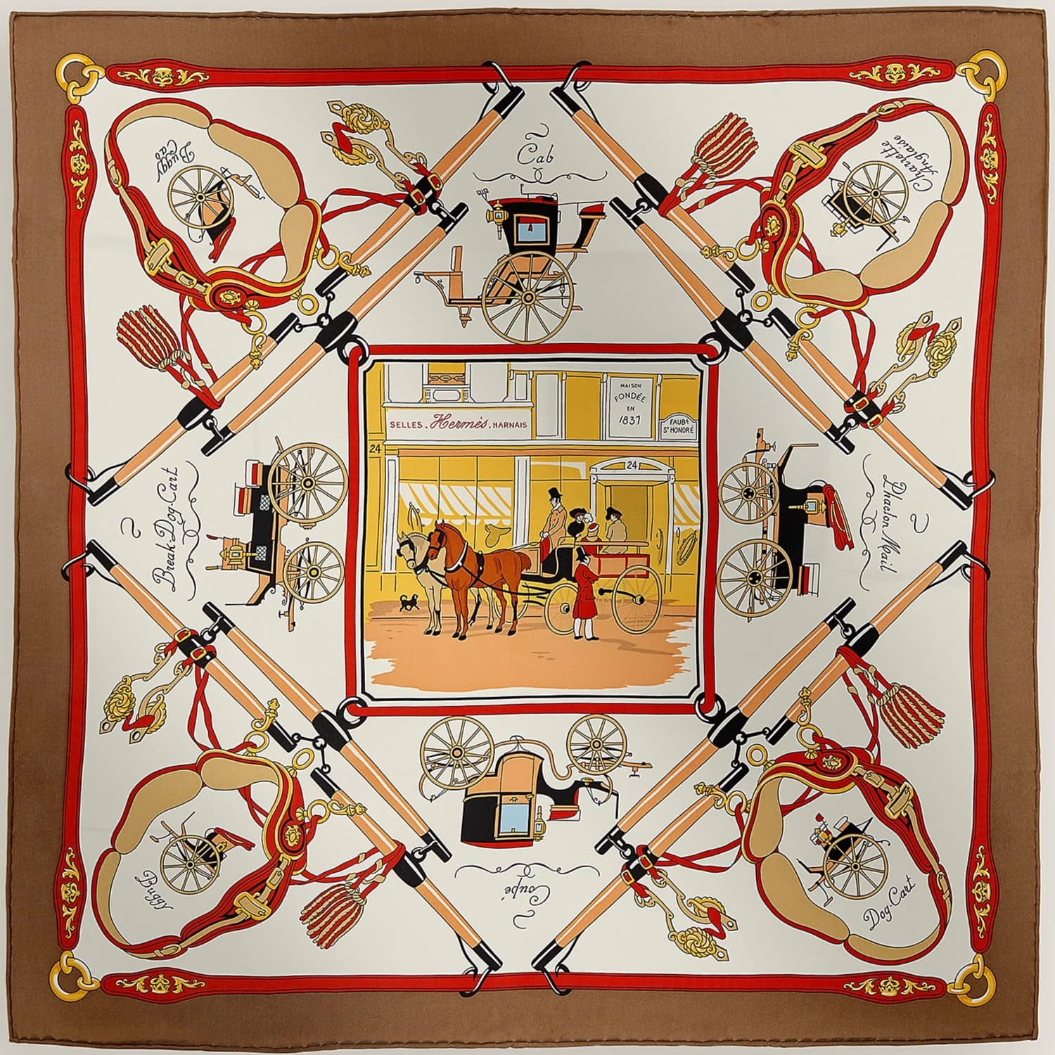 Khăn lụa vuông Hermes Palonniers Scarf 1