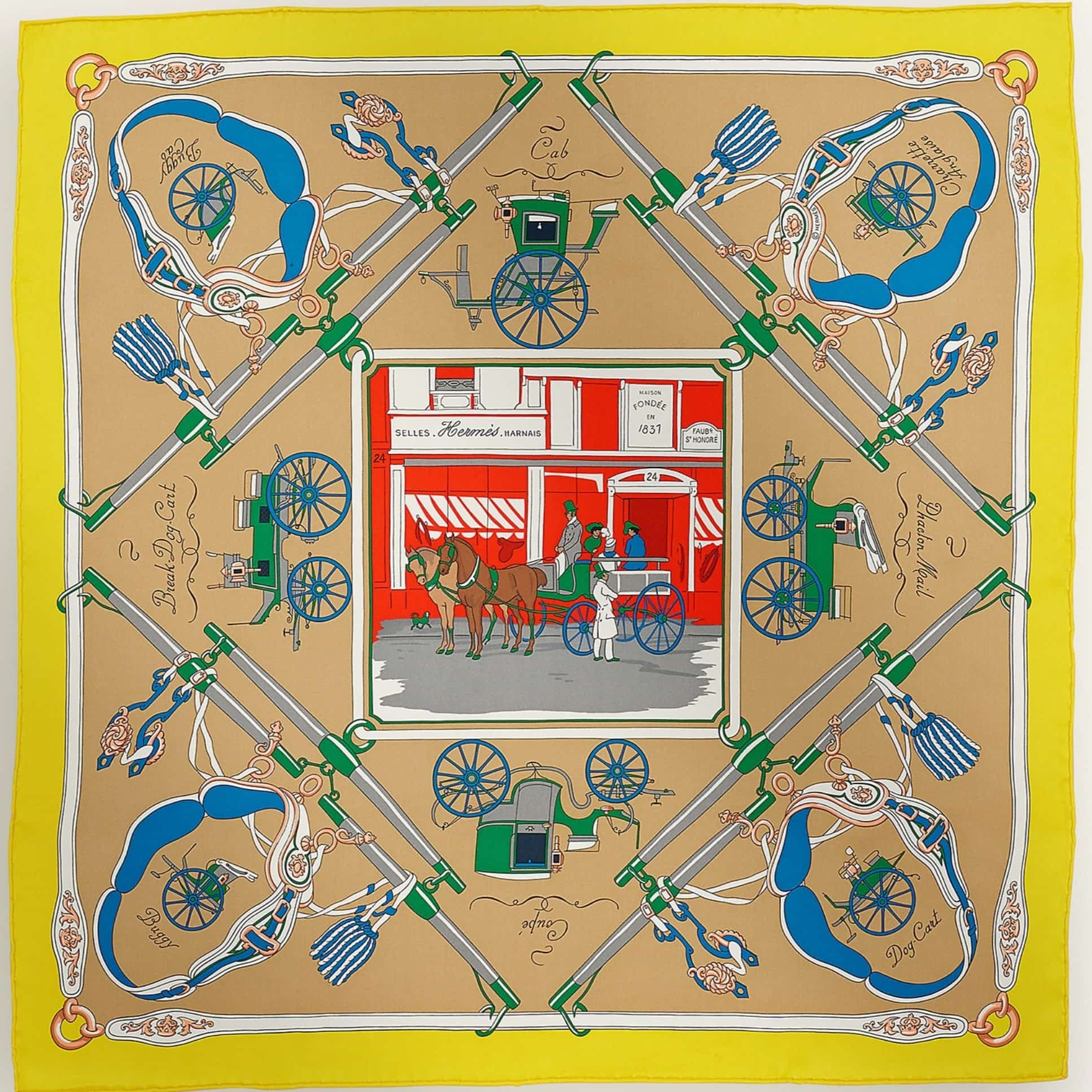 Khăn lụa vuông Hermes Palonniers Scarf 7