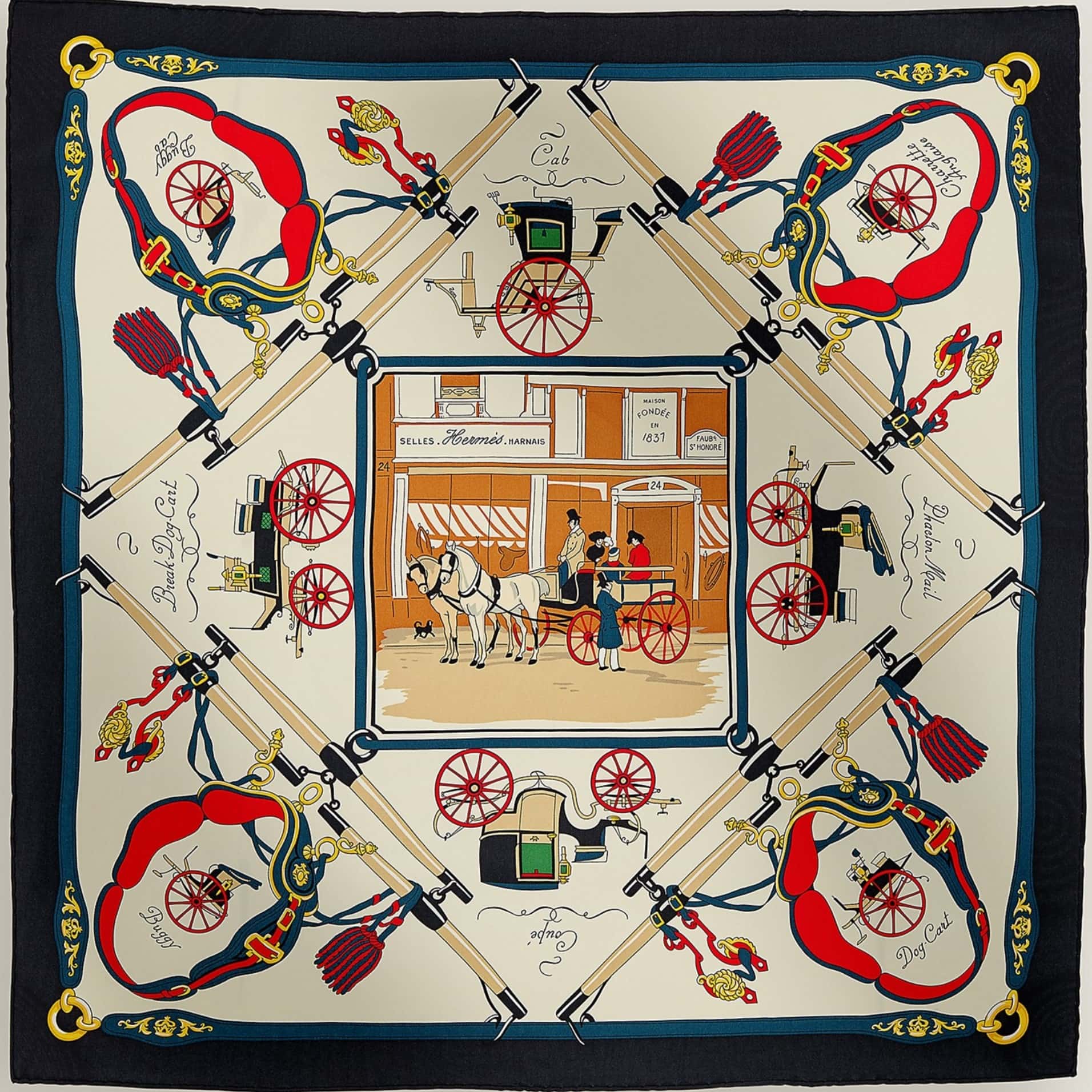 Khăn lụa vuông Hermes Palonniers Scarf 11
