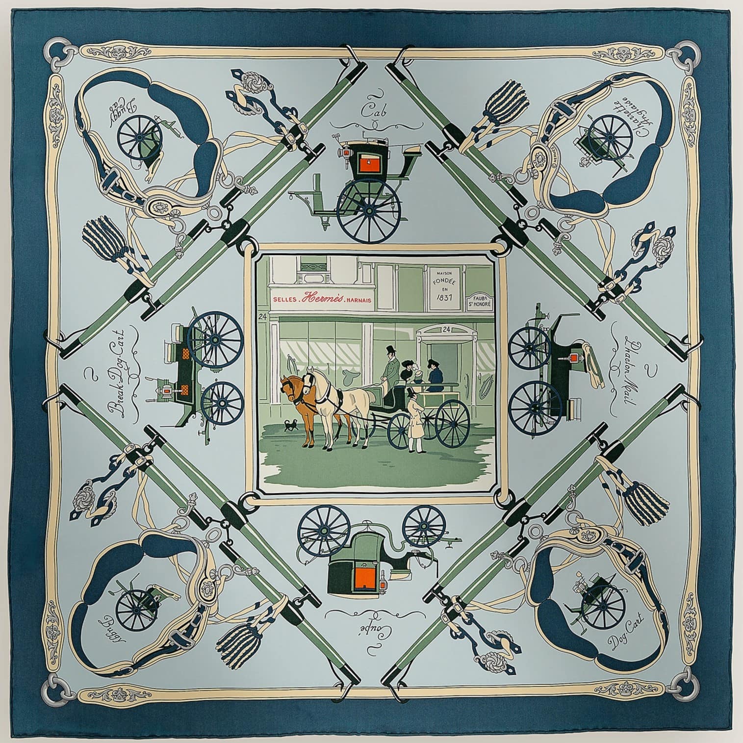 Khăn lụa vuông Hermes Palonniers Scarf 15