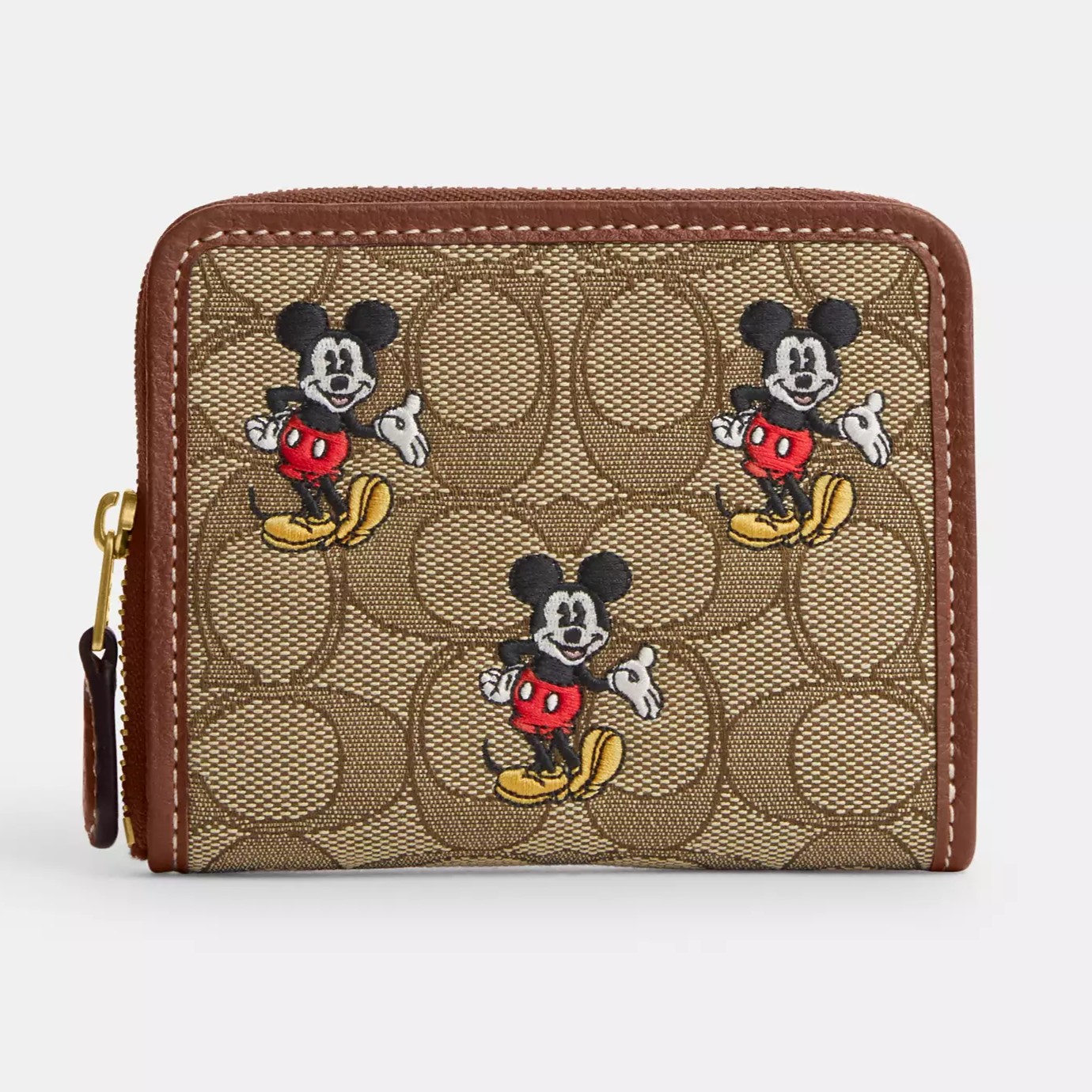 VÍ NGẮN NỮ CẦM TAY DISNEY X COACH SMALL ZIP AROUND WALLET IN SIGNATURE JACQUARD WITH MICKEY MOUSE PRINT CN035 4