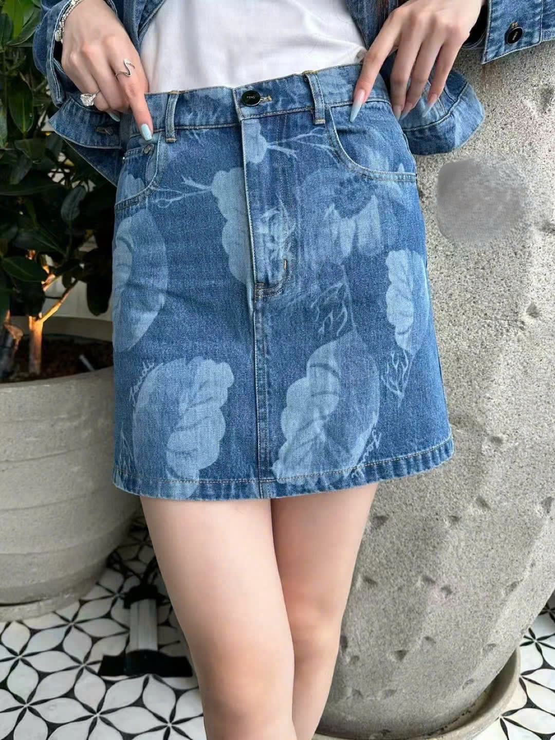 Váy ngắn nữ Jean Fendi xanh 3