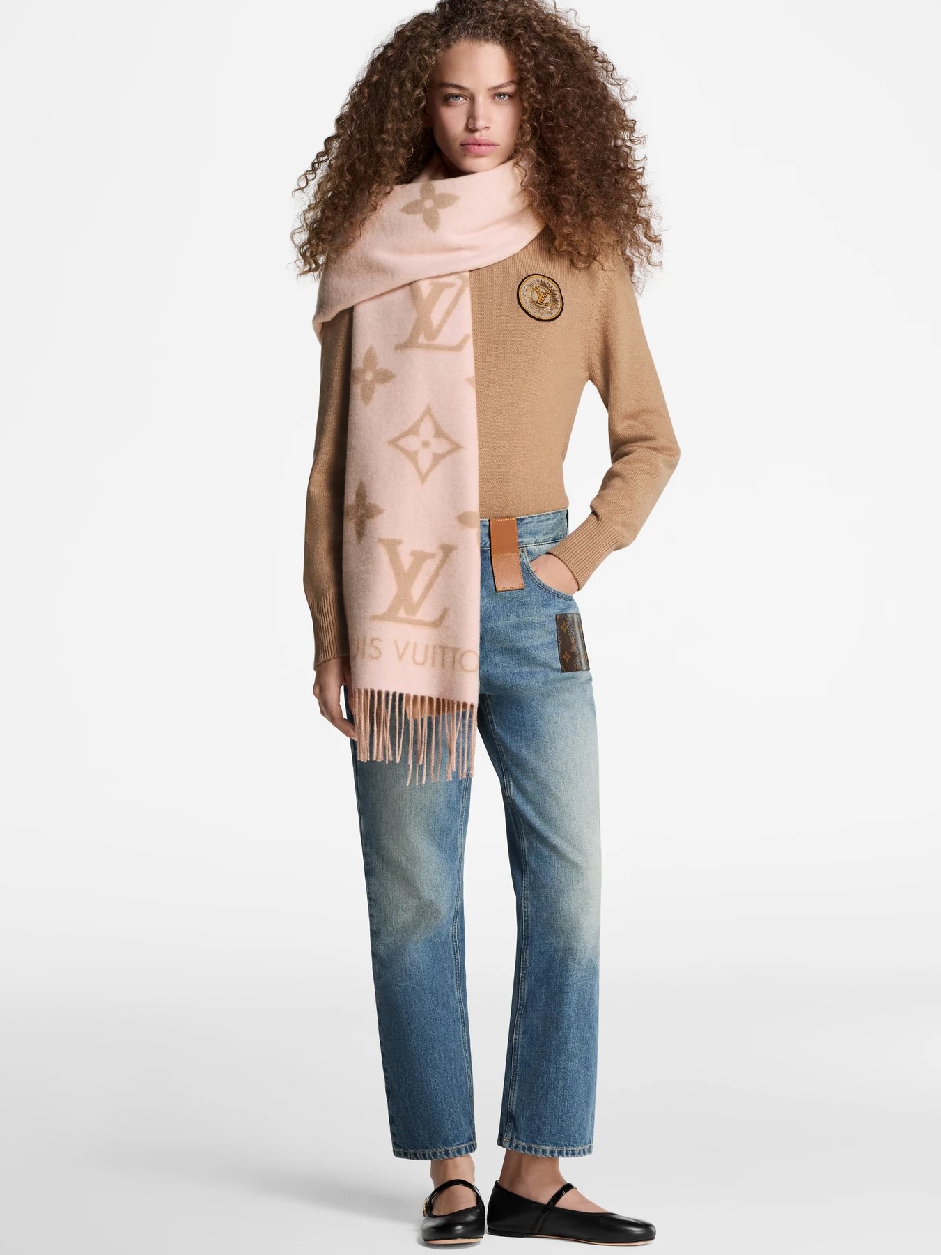 Khăn Quàng hồng Louis Vuitton Reykjavik Scarf Beige Rose 6