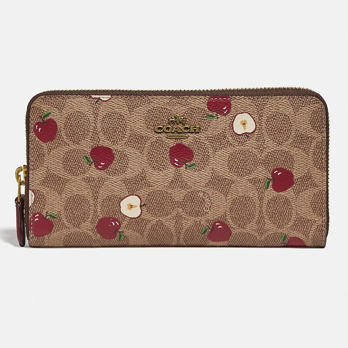VÍ DÀI NỮ COACH TRÁI TÁO ĐỎ ACCORDION ZIP WALLET IN SIGNATURE CANVAS WITH SCATTERED APPLE PRINT 2