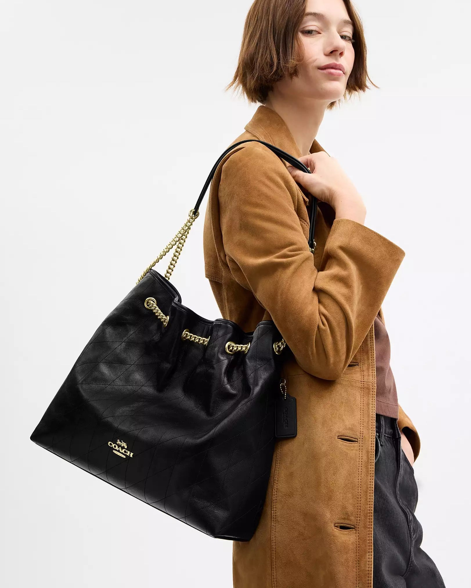 Túi đeo vai Coach Evelyn Large Shoulder Bag With Quilting Black CCZ81 5