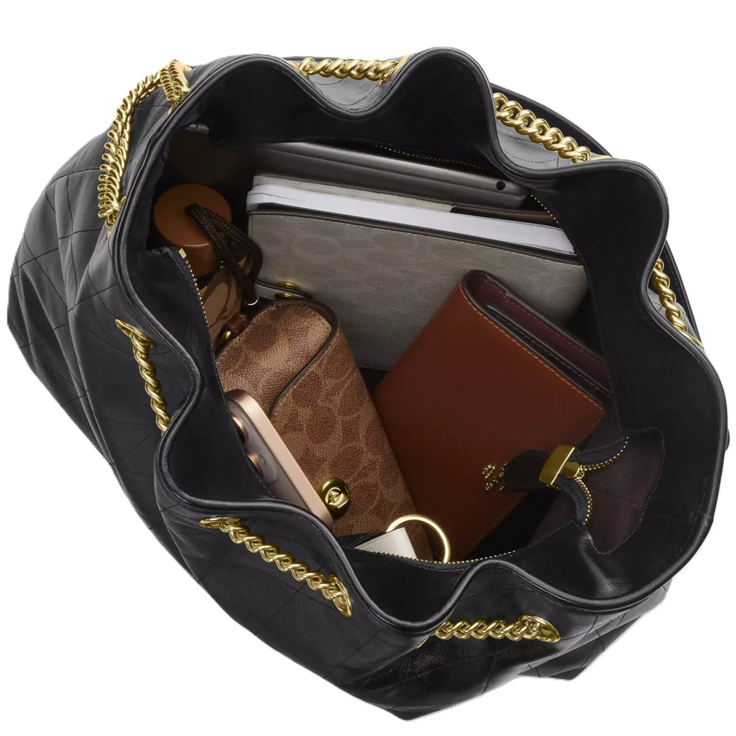 Túi đeo vai Coach Evelyn Large Shoulder Bag With Quilting Black CCZ81 7