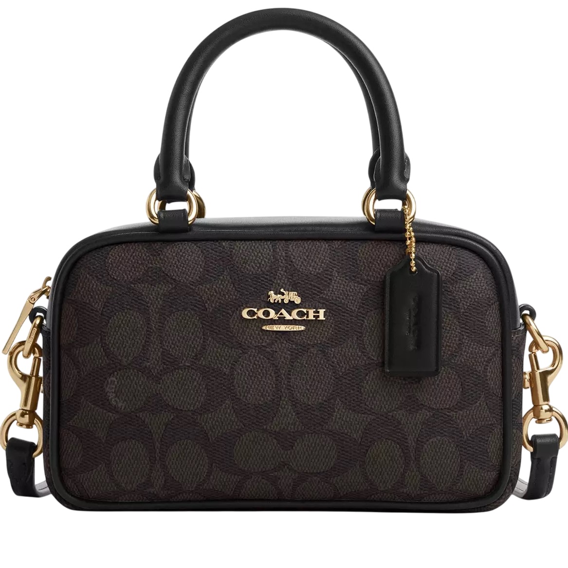 Túi đeo chéo Coach Nữ Satchel Crossbody Bag in Signature Canvas Walnut Black CW197 2