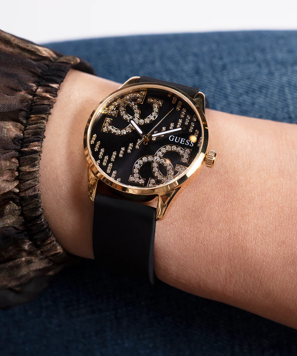Đồng hồ đeo tay nữ Guess Ladies Black Gold Tone Analog Watch GW0755L3 4
