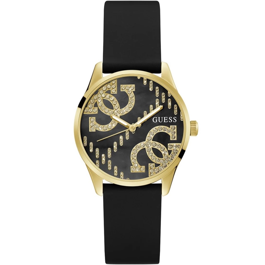 Đồng hồ đeo tay nữ Guess Ladies Black Gold Tone Analog Watch GW0755L3 9