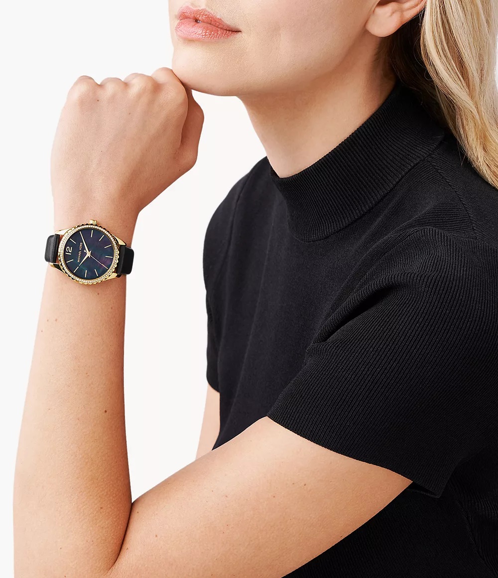 Đồng hồ đeo tay Michael Kors Layton Three Hand Mother of Pearl Black Dial Watch For Women MK2911 2