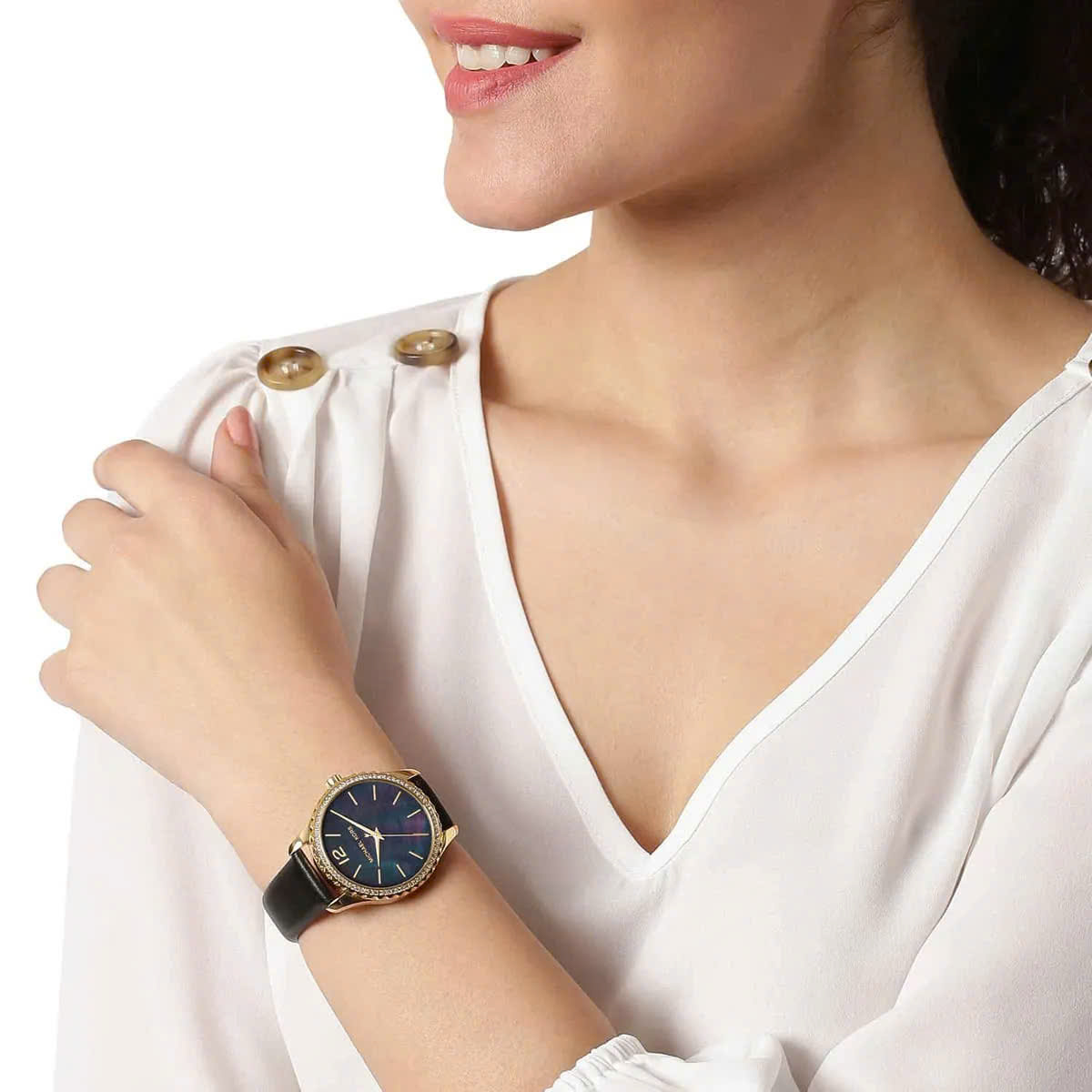 Đồng hồ đeo tay Michael Kors Layton Three Hand Mother of Pearl Black Dial Watch For Women MK2911 8