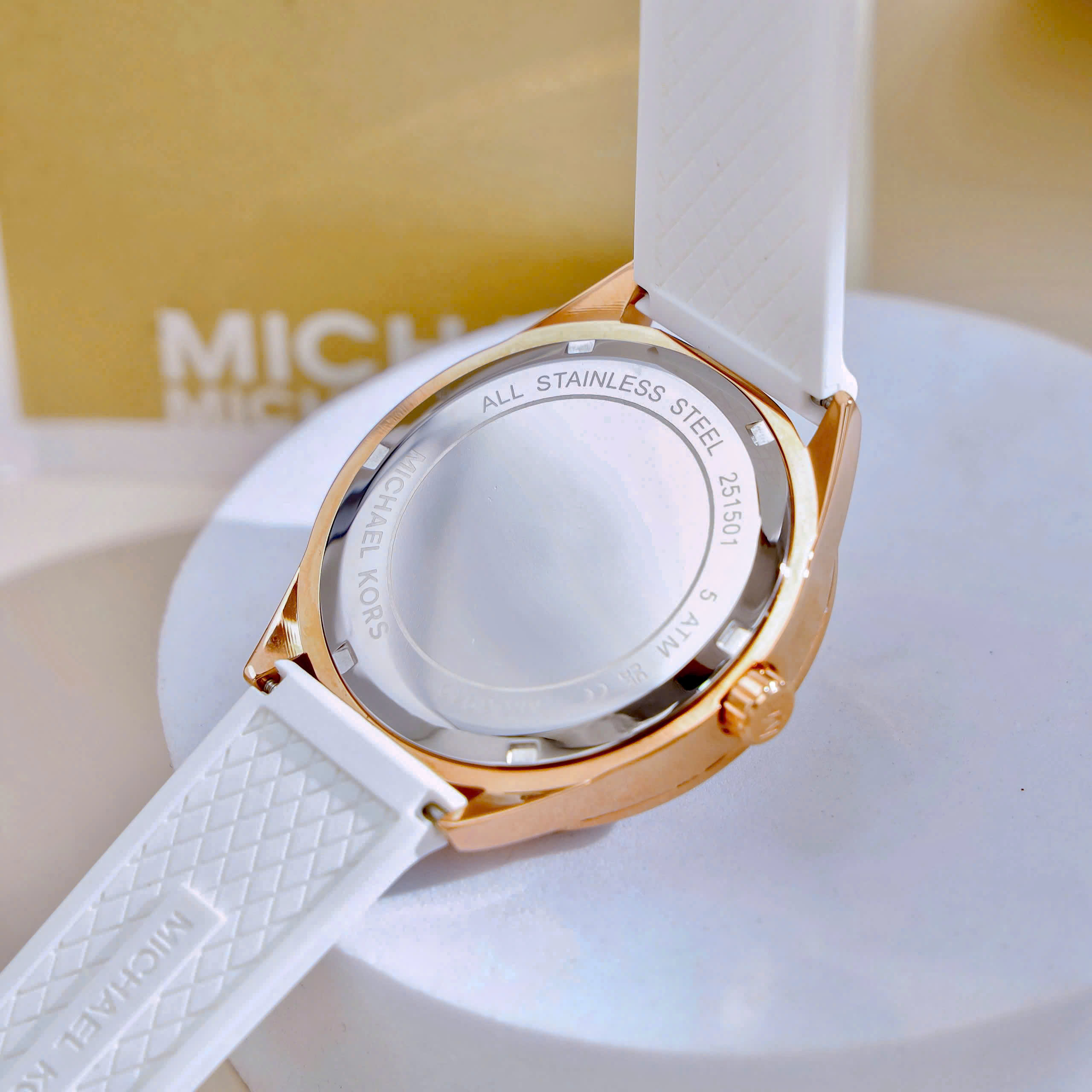 Đồng hồ đeo tay nữ Michael Kors Oversized Sport Rose Gold-Tone and Silicone Watch MK6945 3