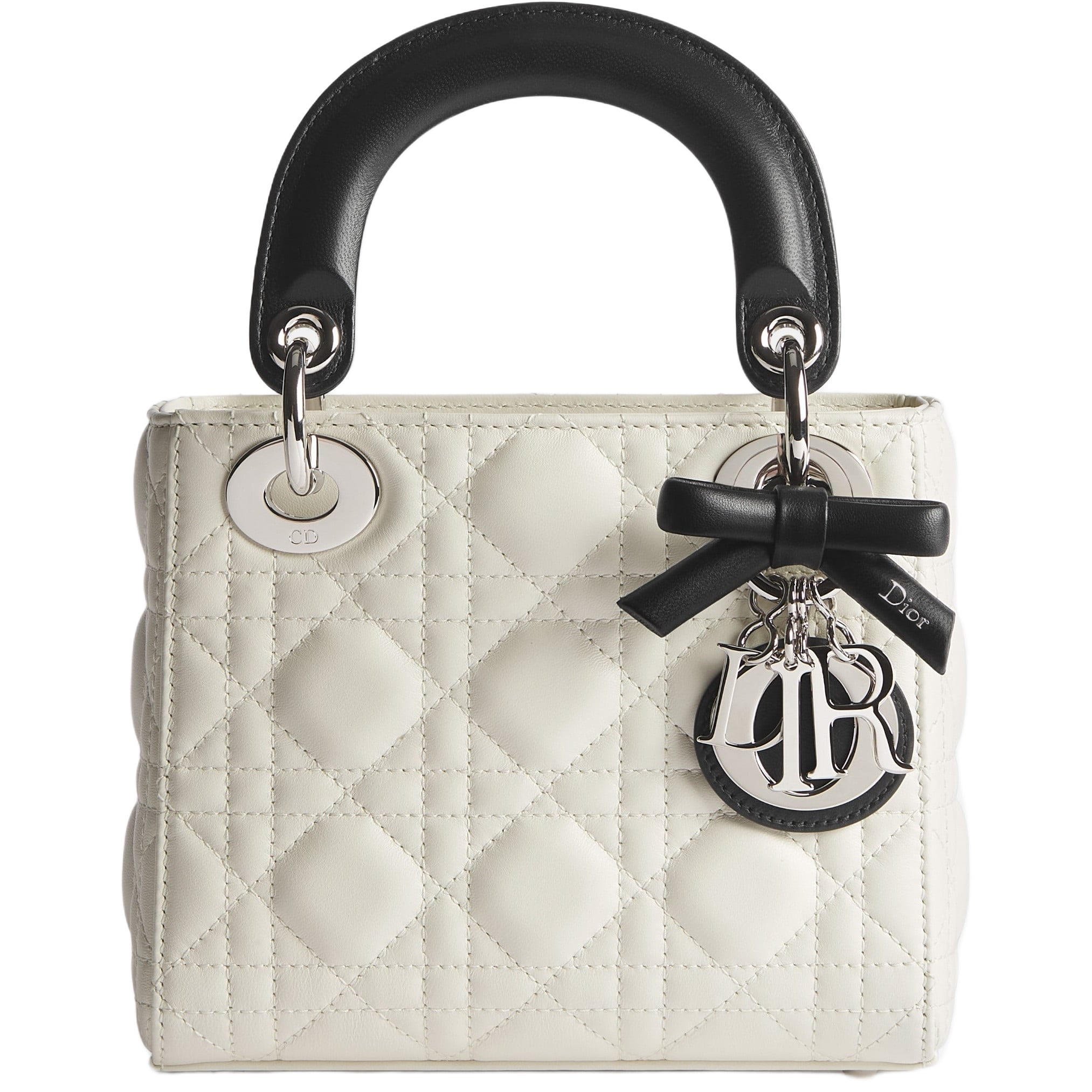 Túi xách trắng quai đen Mini Lady Dior Bag with Chain Latte and Black Cannage Lambskin 5