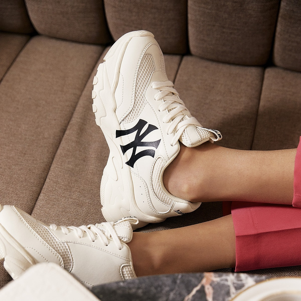 GIÀY SNEAKERS MLB NY BIGBALL CHUNKY MESH NEW YORK YANKEES CREAM 3ASHCE12N-50CRS 2