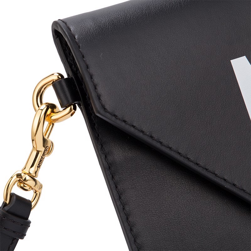 CLUTCH BÌ THƯ MOSCHINO BLACK LEATHER CLUTCH BAG 2