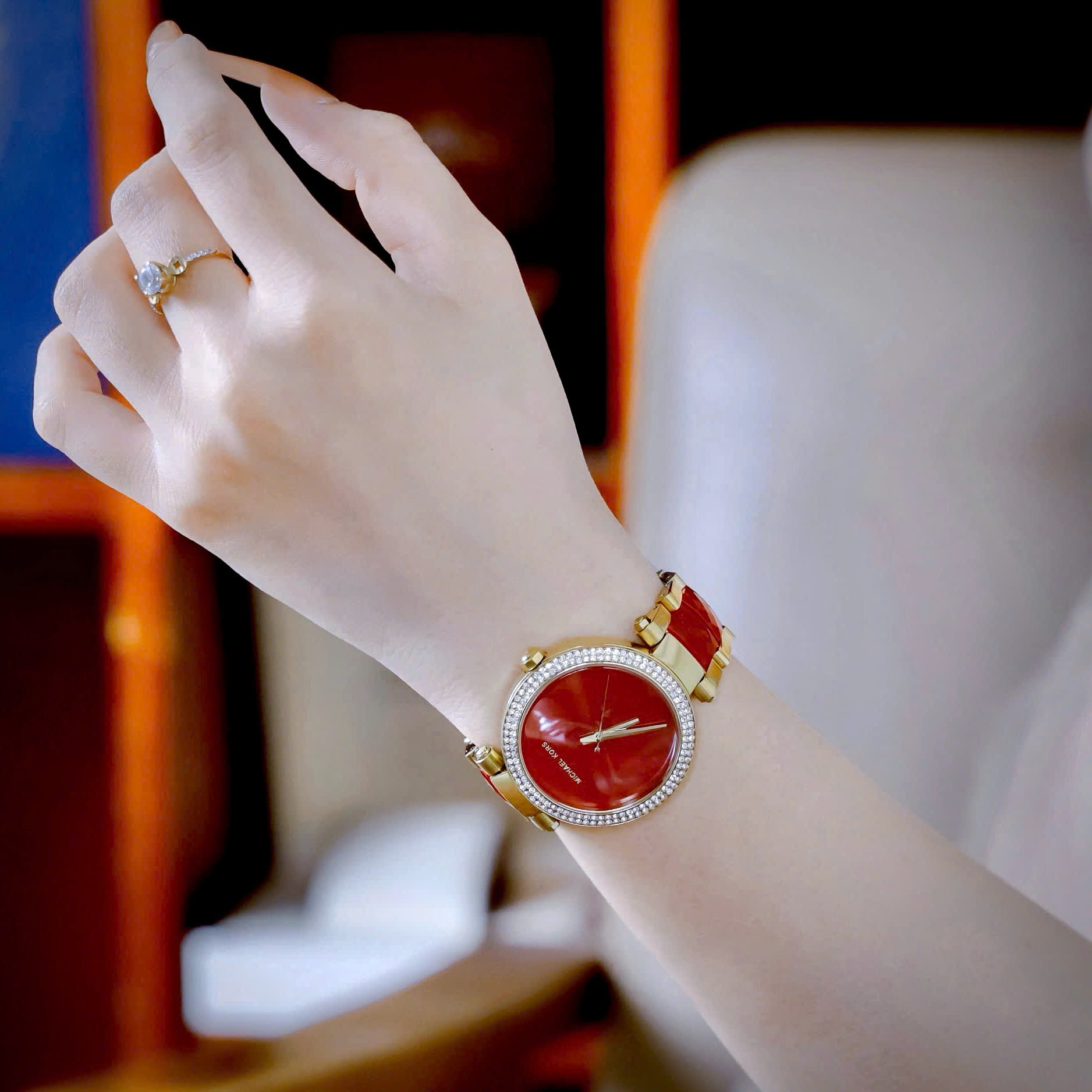 Đồng hồ đeo tay nữ Michael Kors Parker Crystallized Red Gold Tone Ladies Watch MK6427 9