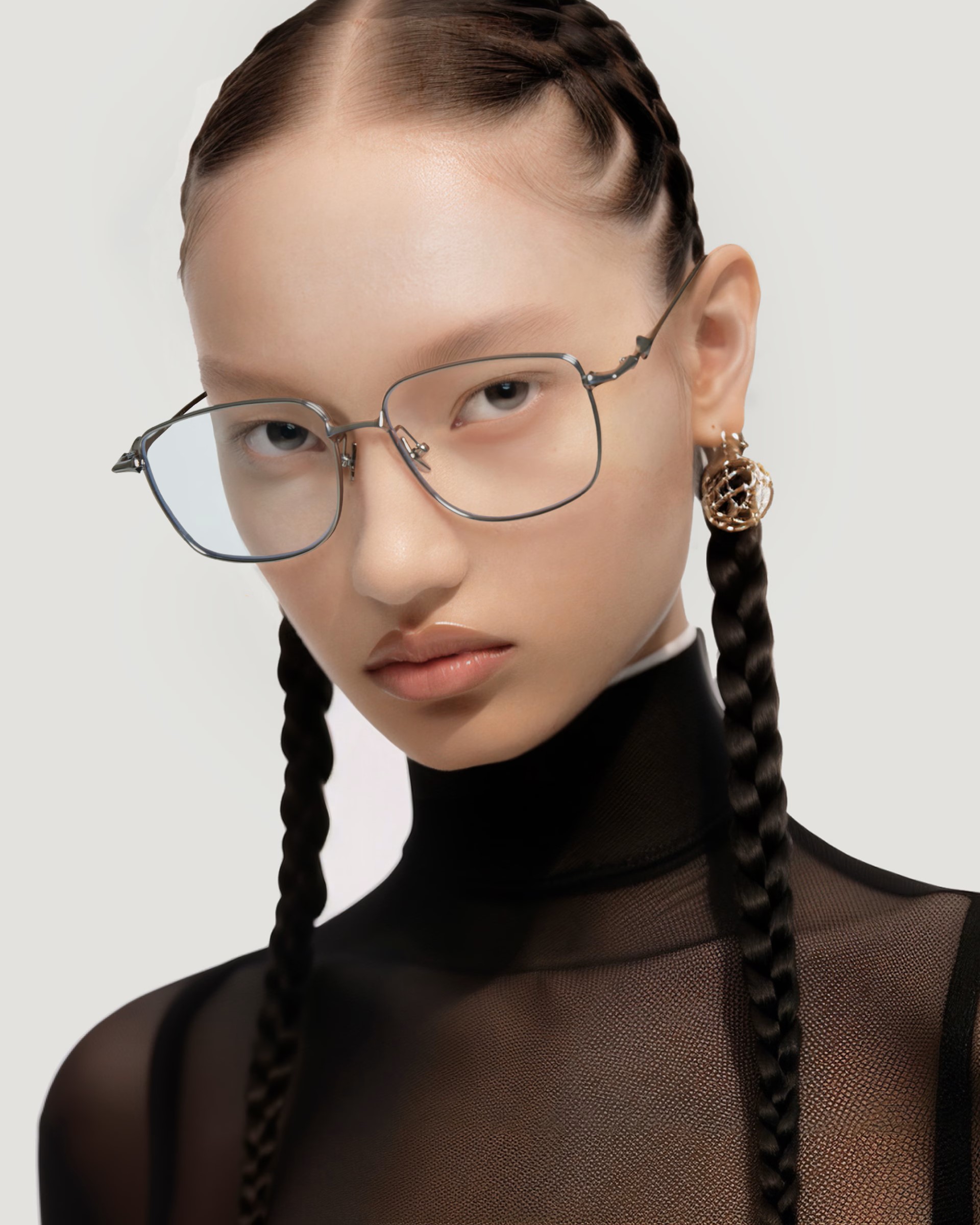 KÍNH GIẢ CẬN GENTLE MONSTER ACADEMYA 02 CLEAR LENSES SILVER METAL FRAME 3